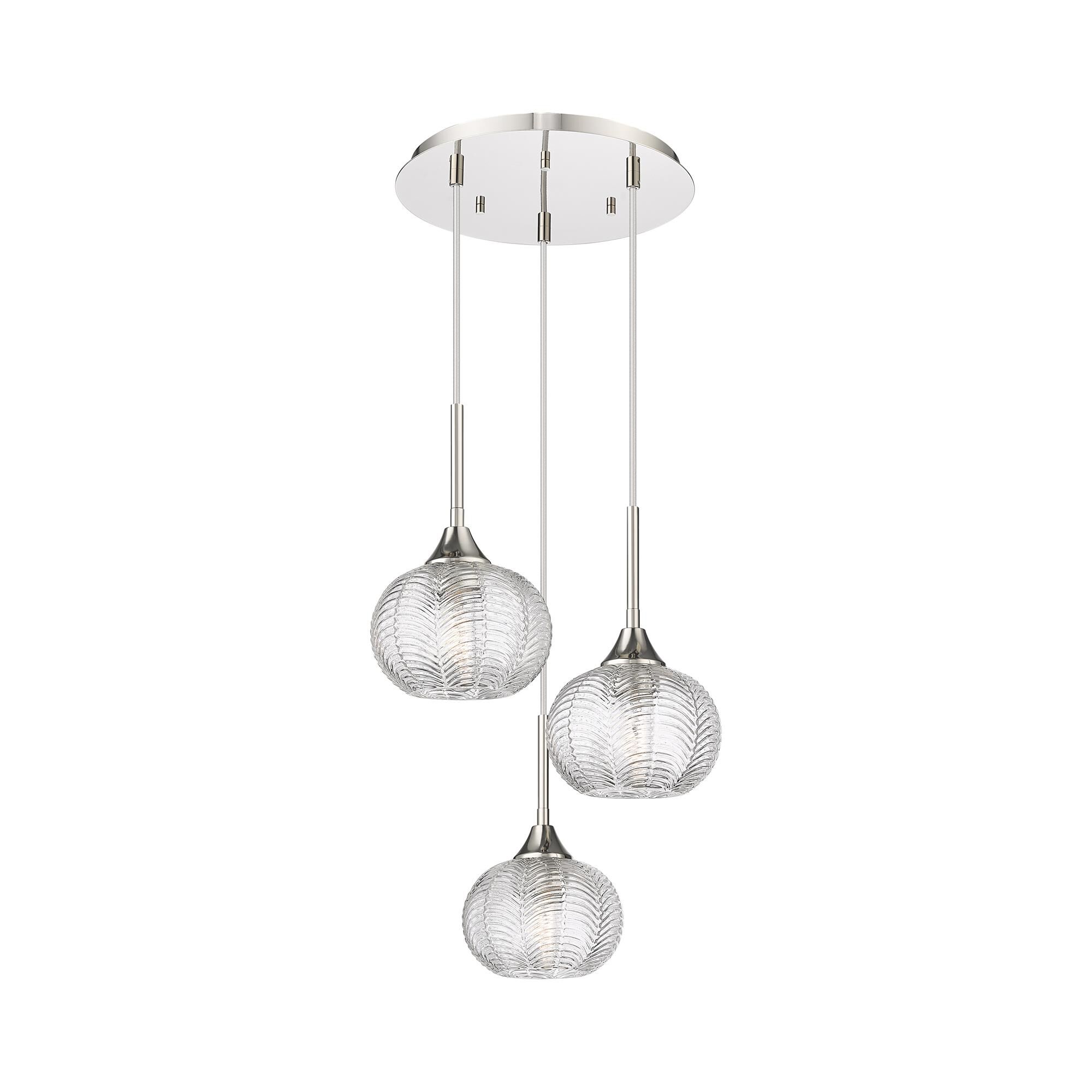 Shown in Polished Nickel finish and Clear shade