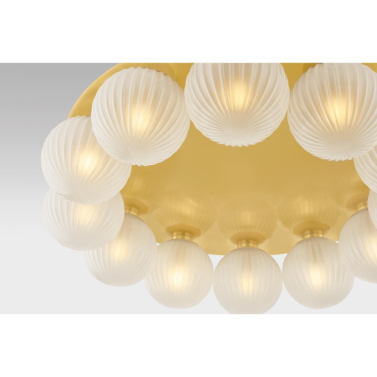 Shown in Vintage Polished Brass finish and Clear Etched glass