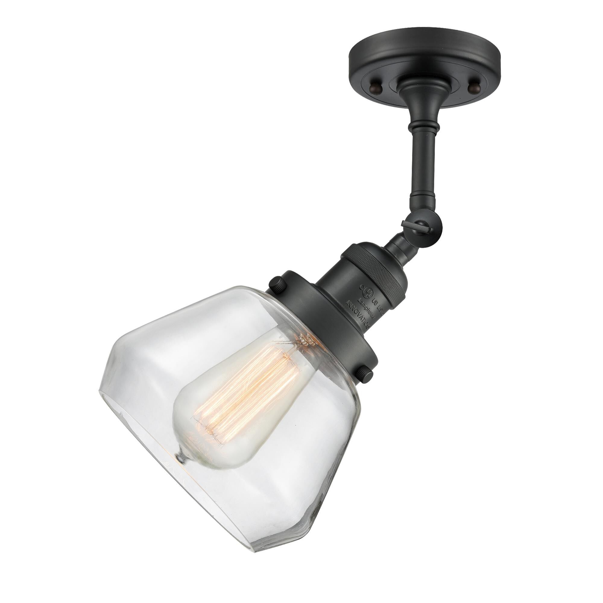 Shown in Matte Black finish and Clear glass and None accent