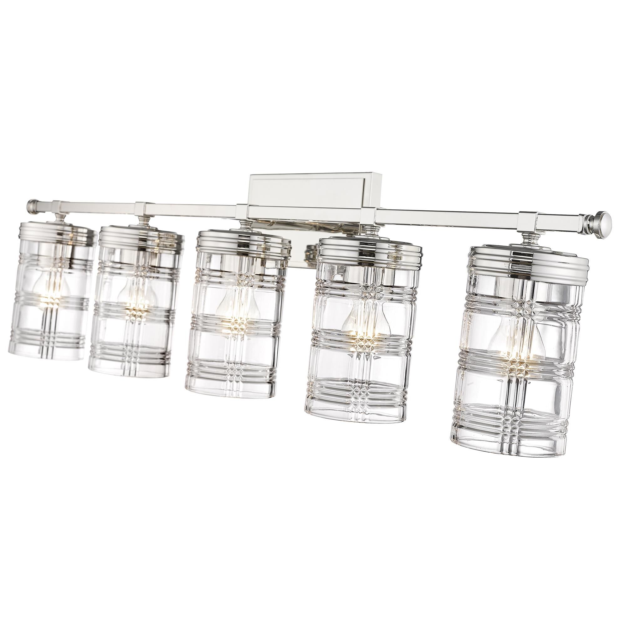 Shown in Polished Nickel finish and Clear glass