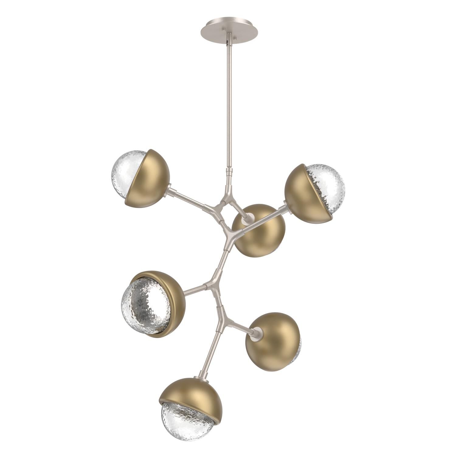 Shown in Beige Silver finish and Clear glass and Gilded Brass accent