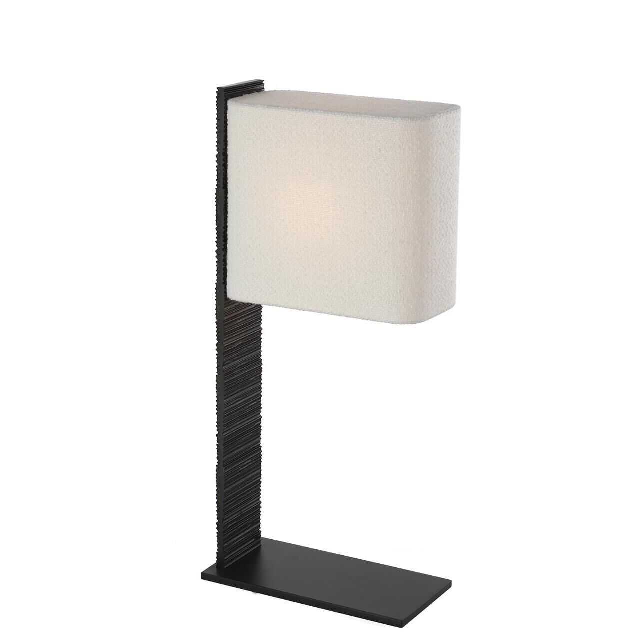 Shown in Ridged Carbon finish and Boucle Rectangle shade