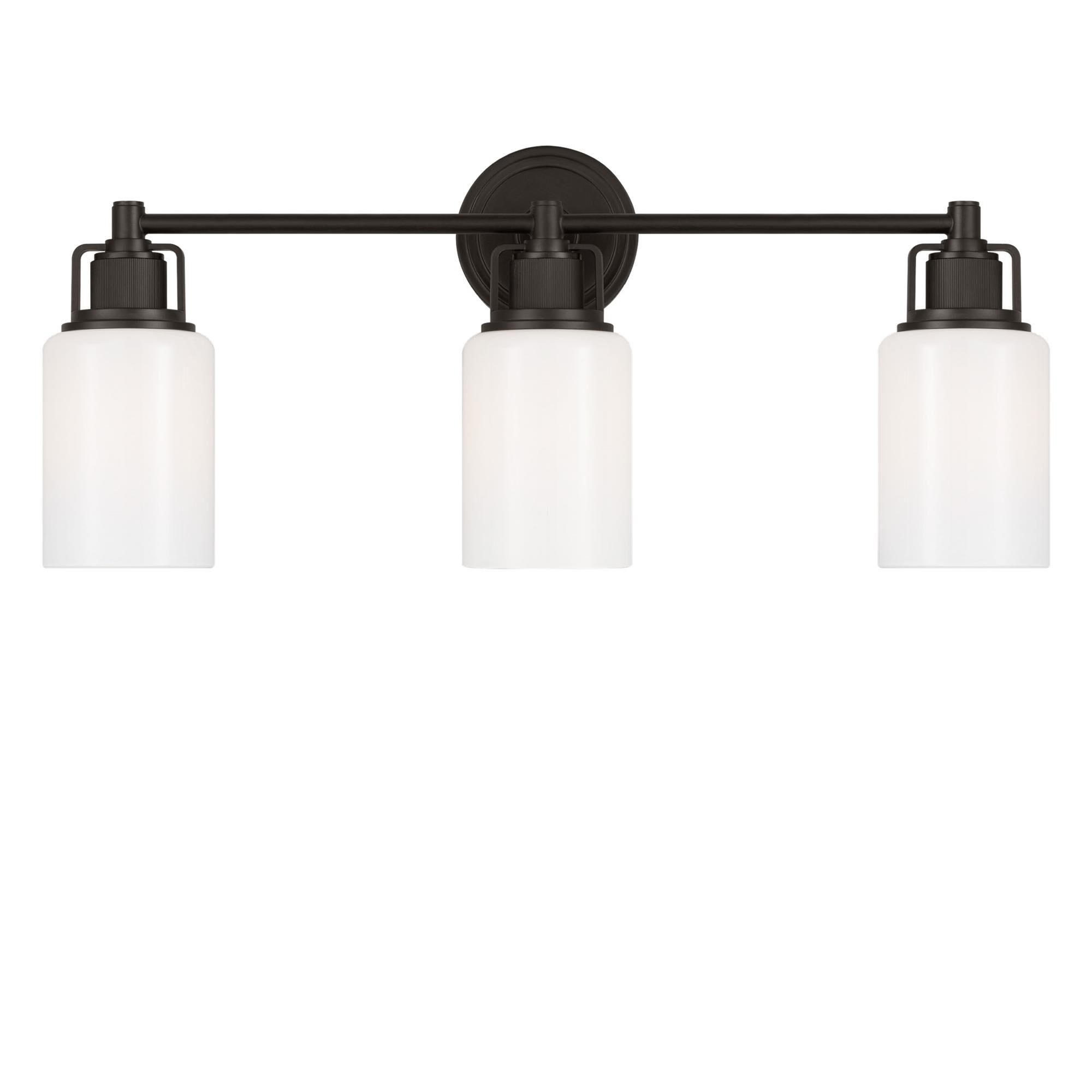 Shown in Aged Iron finish and Milk glass