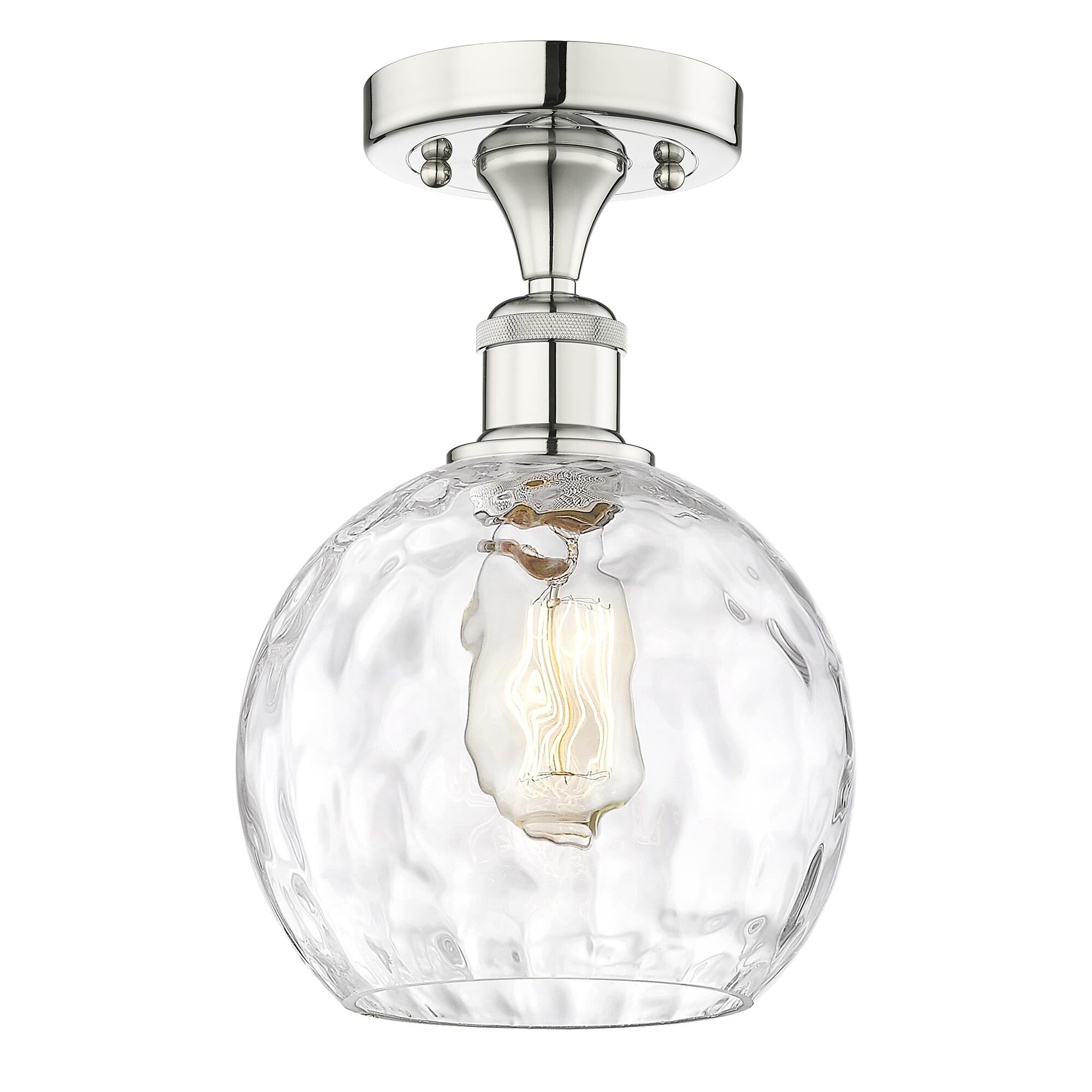 Shown in Polished Nickel finish and Clear Water Glass glass