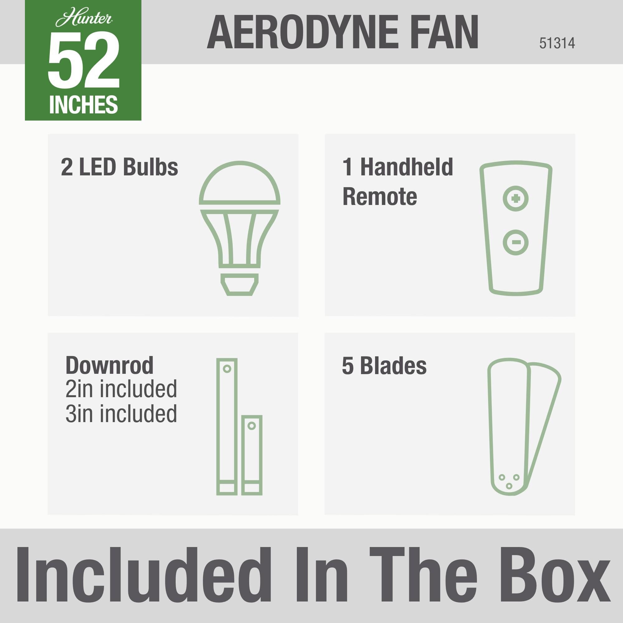 Aerodyne 52 Inch Ceiling Fan with Light Kit by Hunter Fan