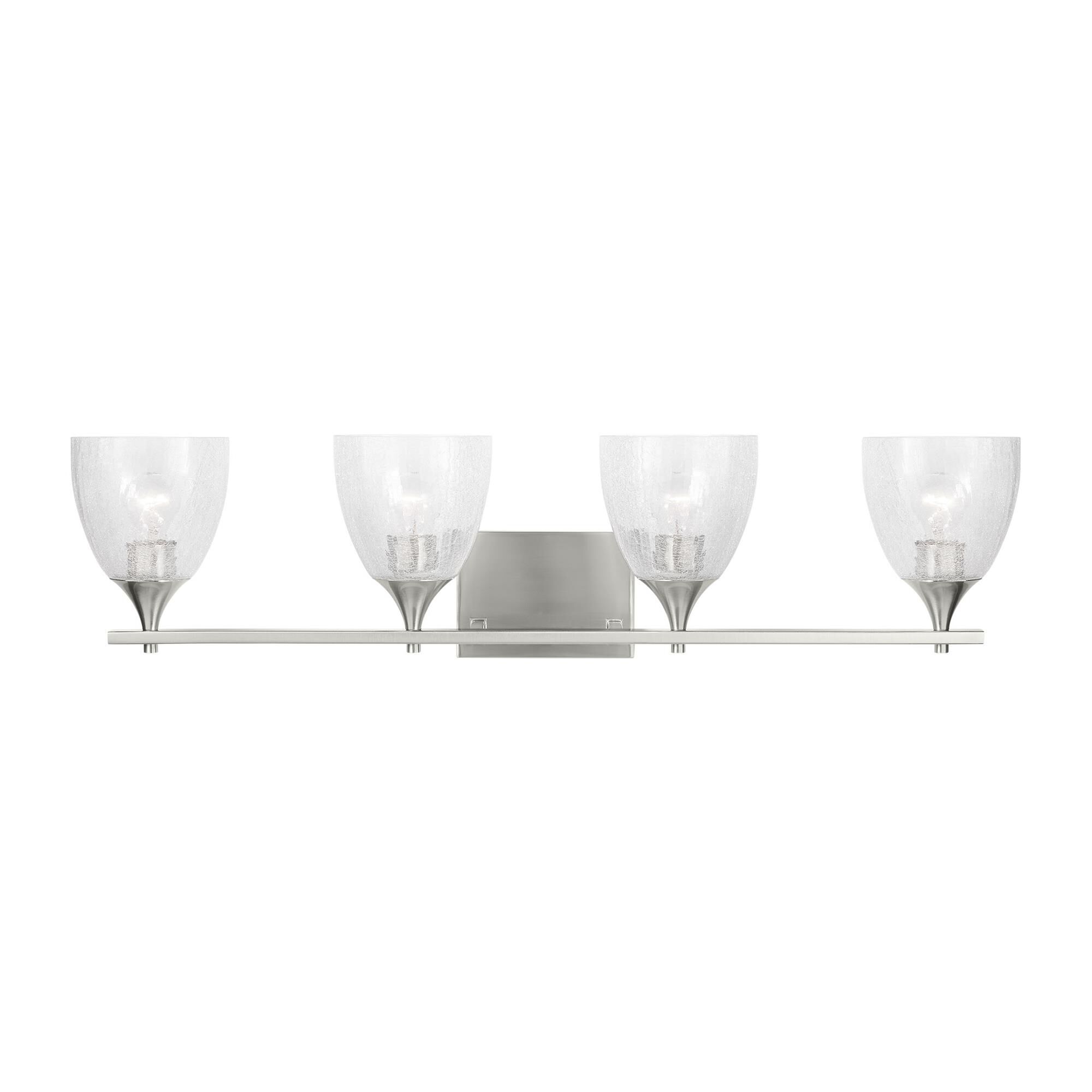 Shown in Brushed Nickel finish and Clear Crackle glass