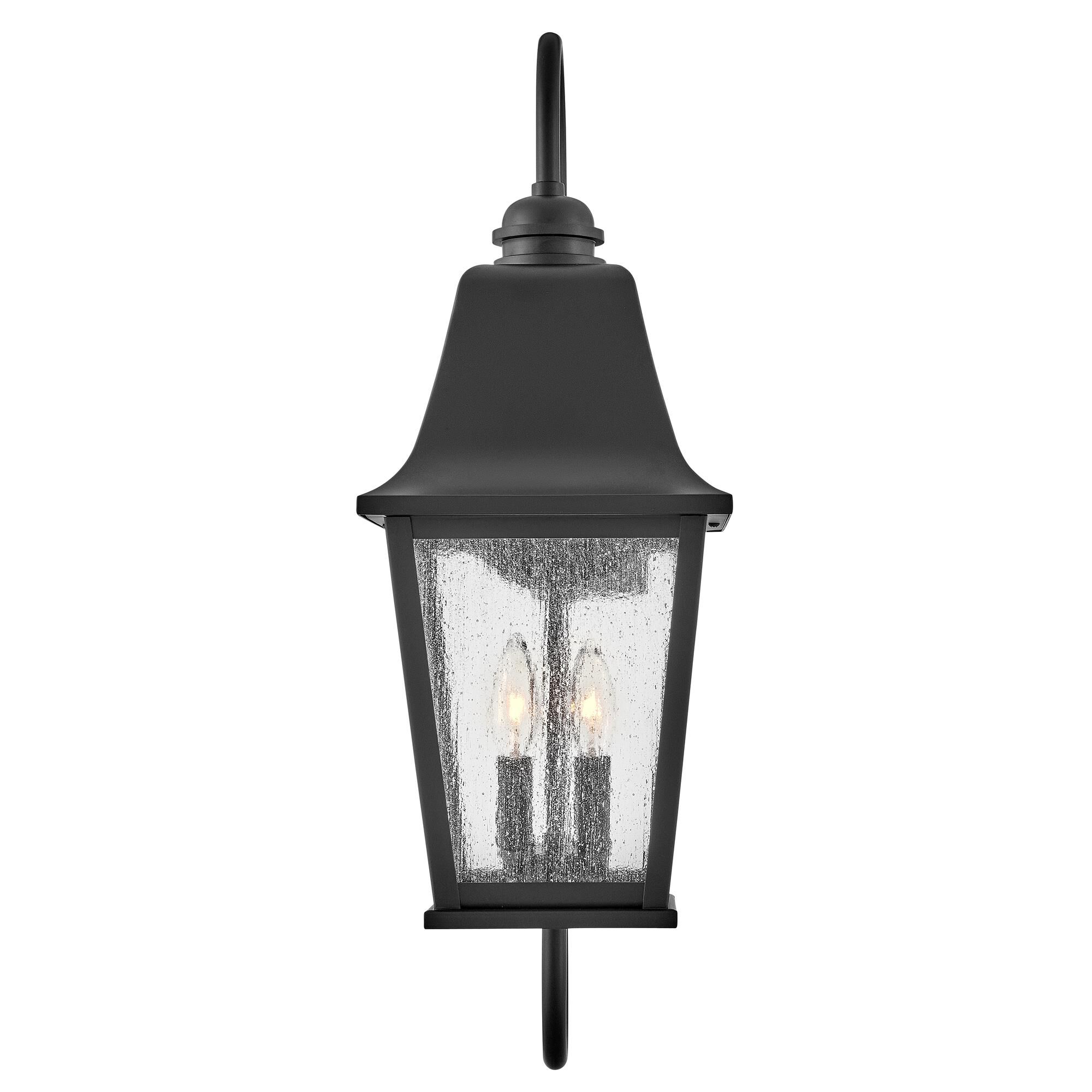 Shown in Black finish and Clear Seedy glass