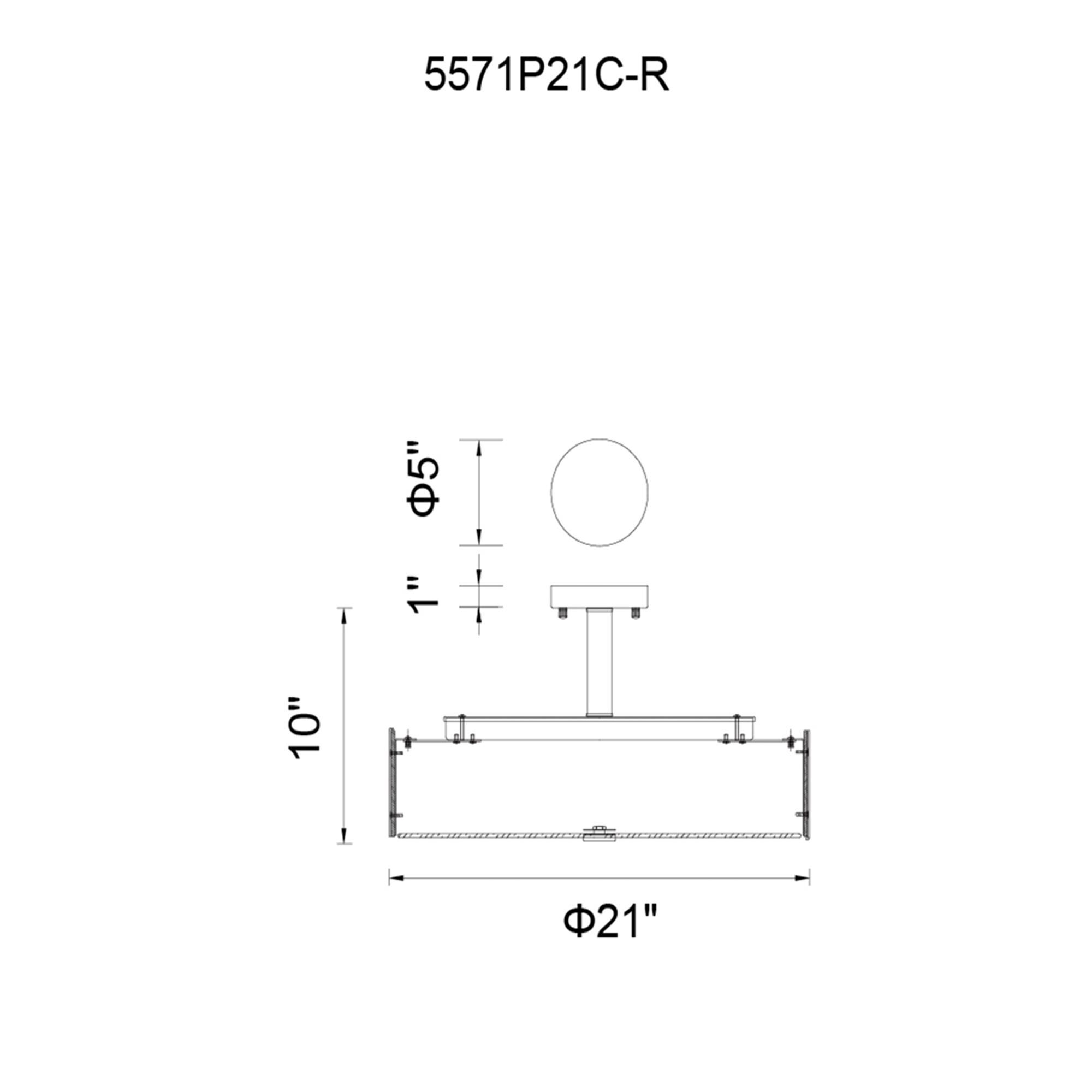 Lucie 21 Inch 5 Light Semi Flush Mount by CWI Lighting