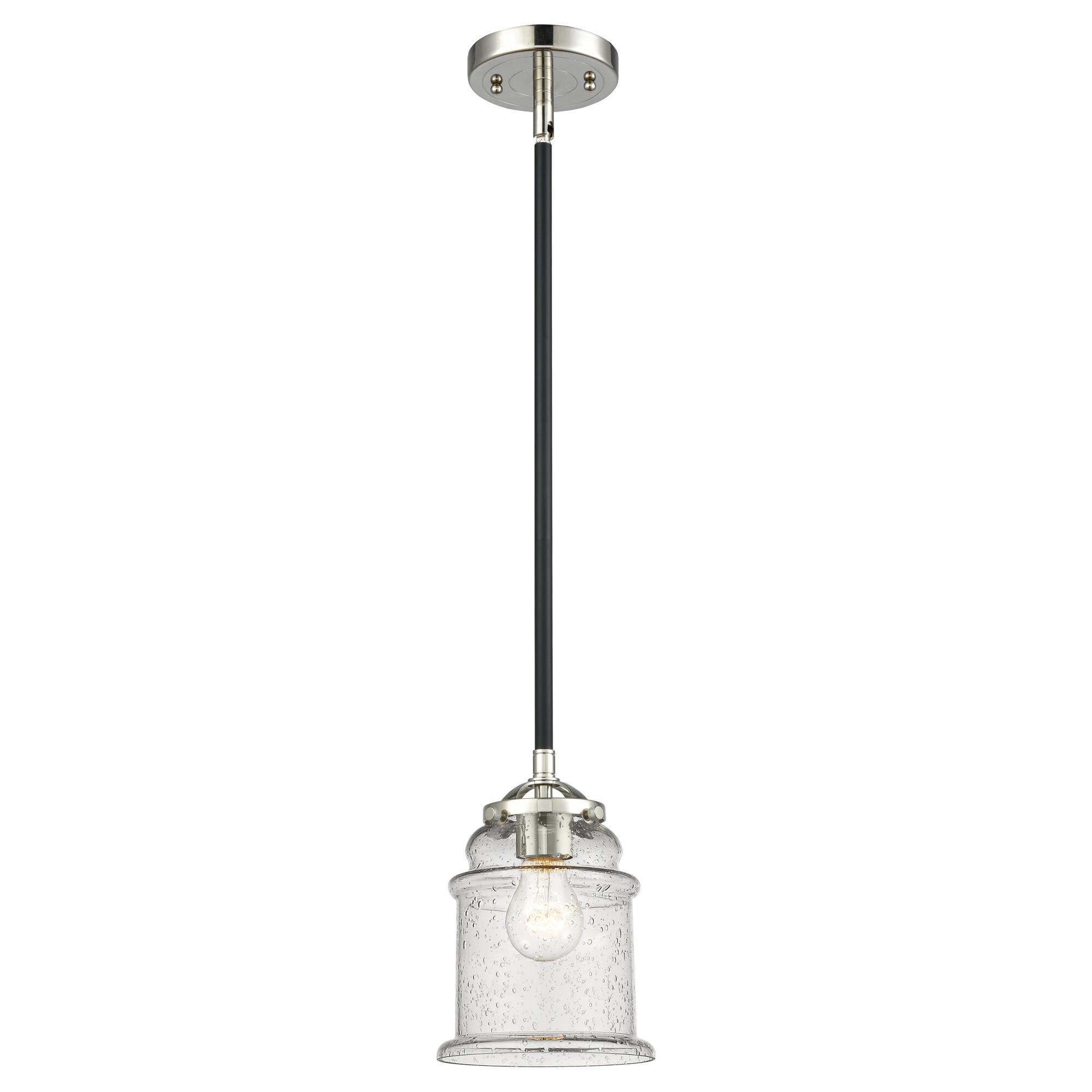 Shown in Black Polished Nickel finish and Seedy glass