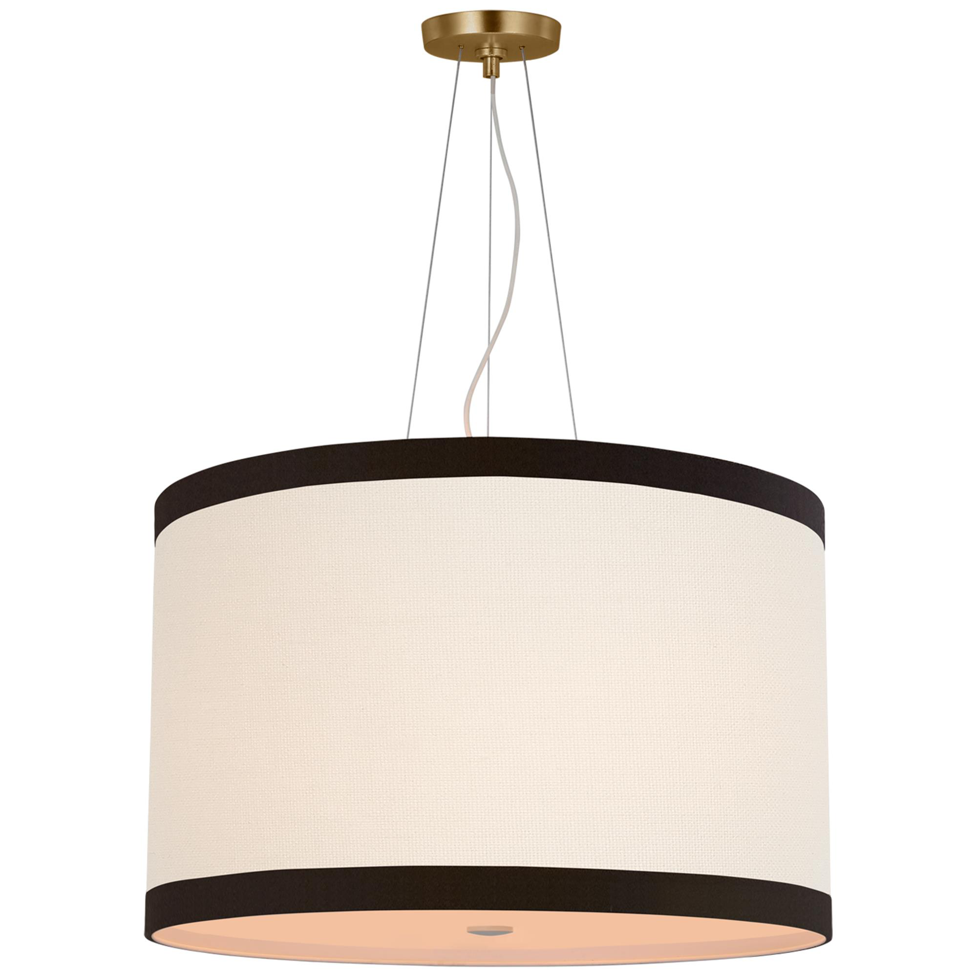 Shown in Gild finish and Cream Linen With Black Linen Trim shade
