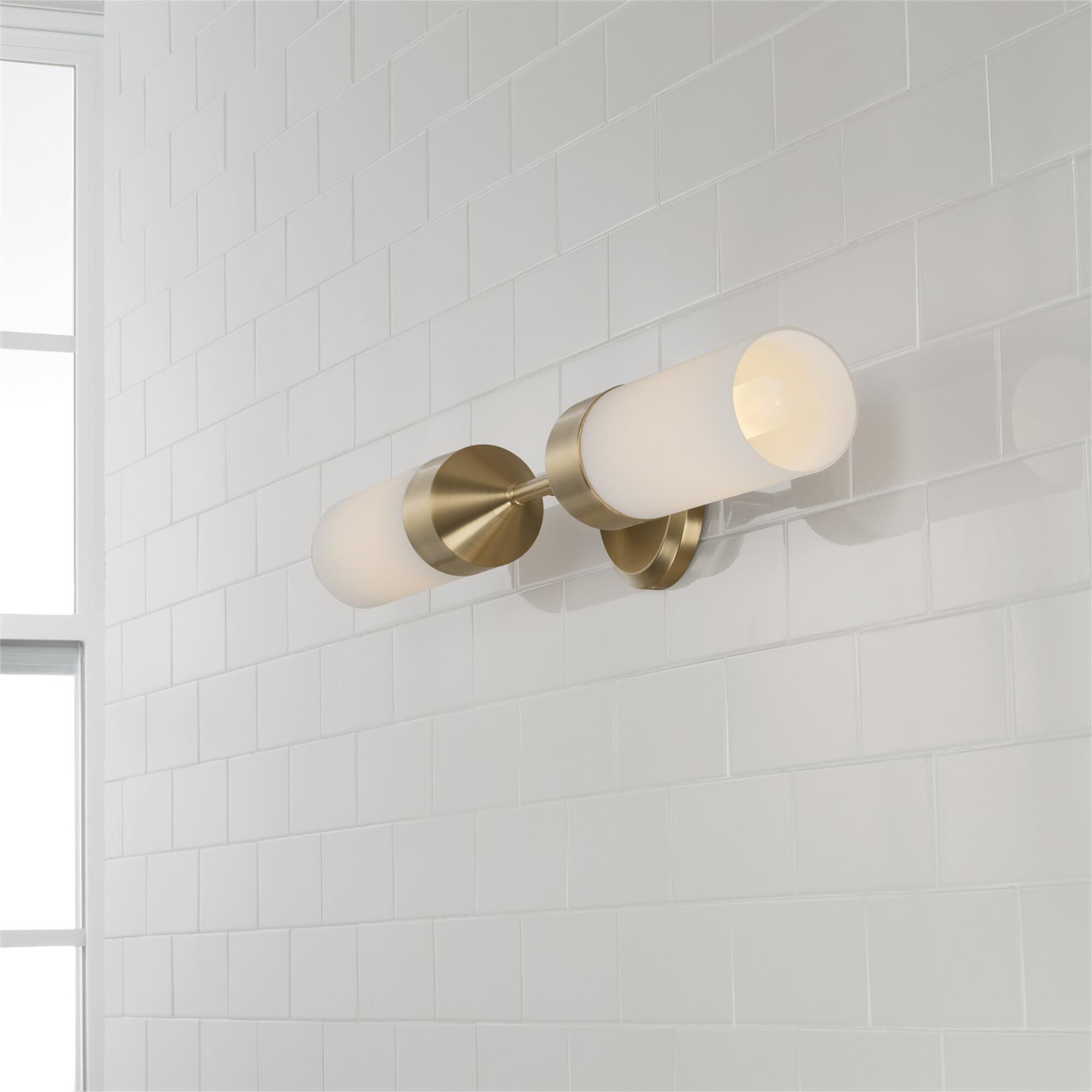 Shown in Matte Brass finish and Soft White glass