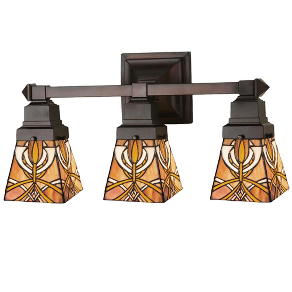 Shown in Mahogany Bronze finish and Amber-Mauve-Gold glass