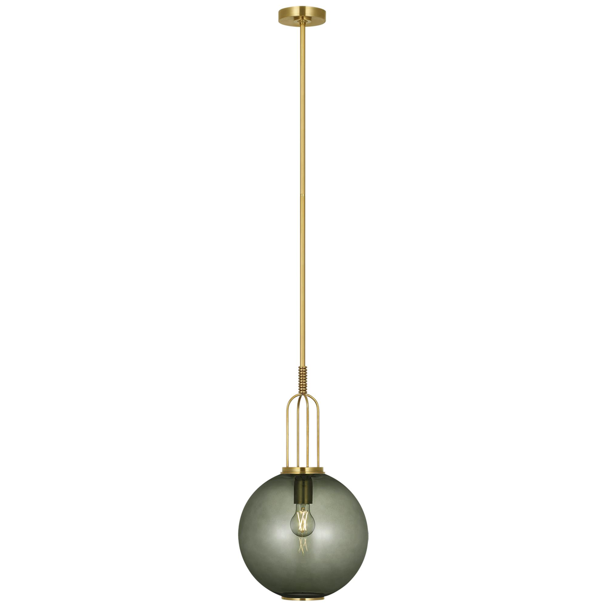 Shown in Soft Brass finish and Smokey glass