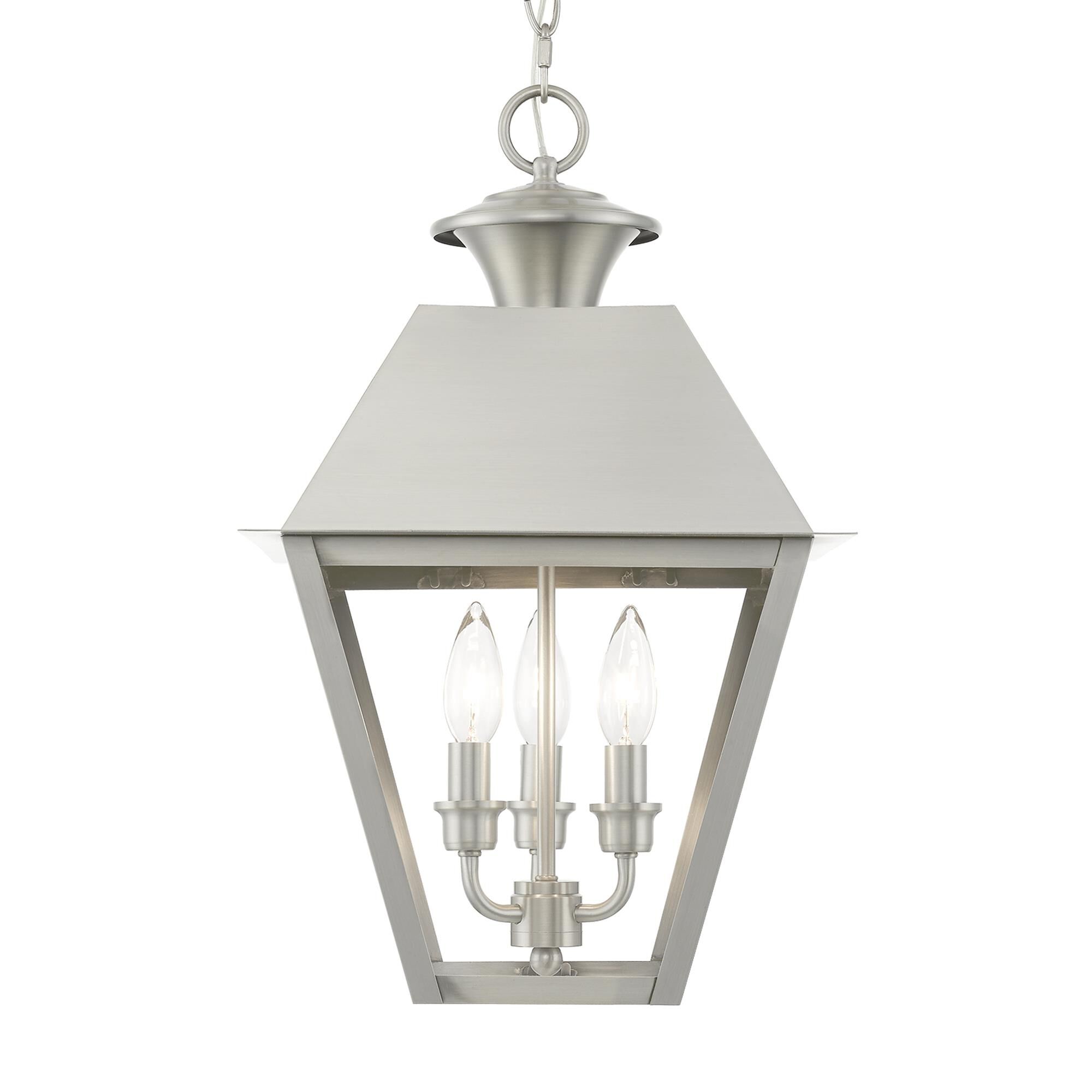 Shown in Brushed Nickel finish and Clear glass