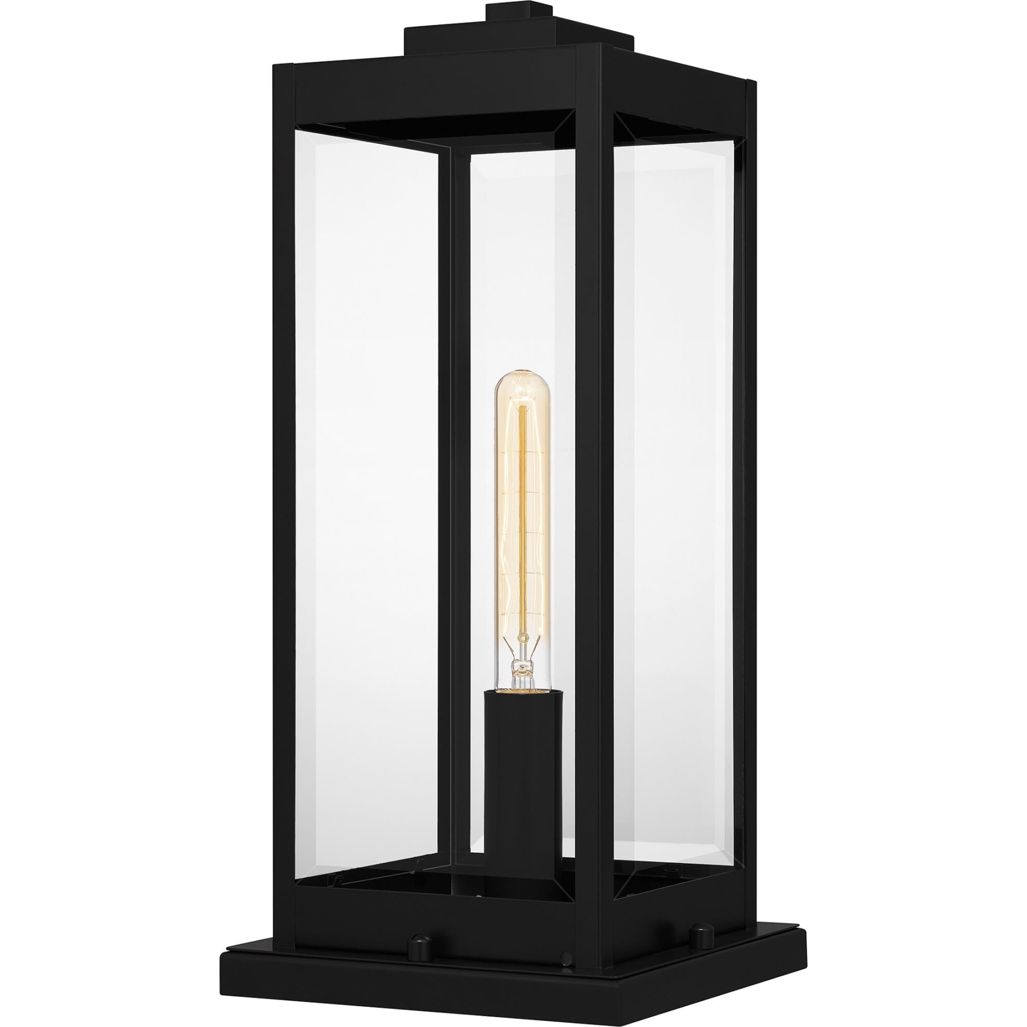 Shown in Earth Black finish and Clear Beveled glass and Clear Beveled Glass shade