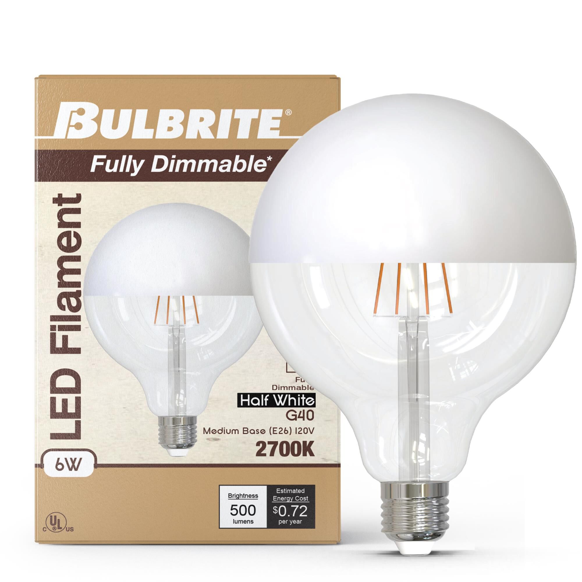 Half White G40 Base E26 2700K LED Light Bulb by Bulbrite