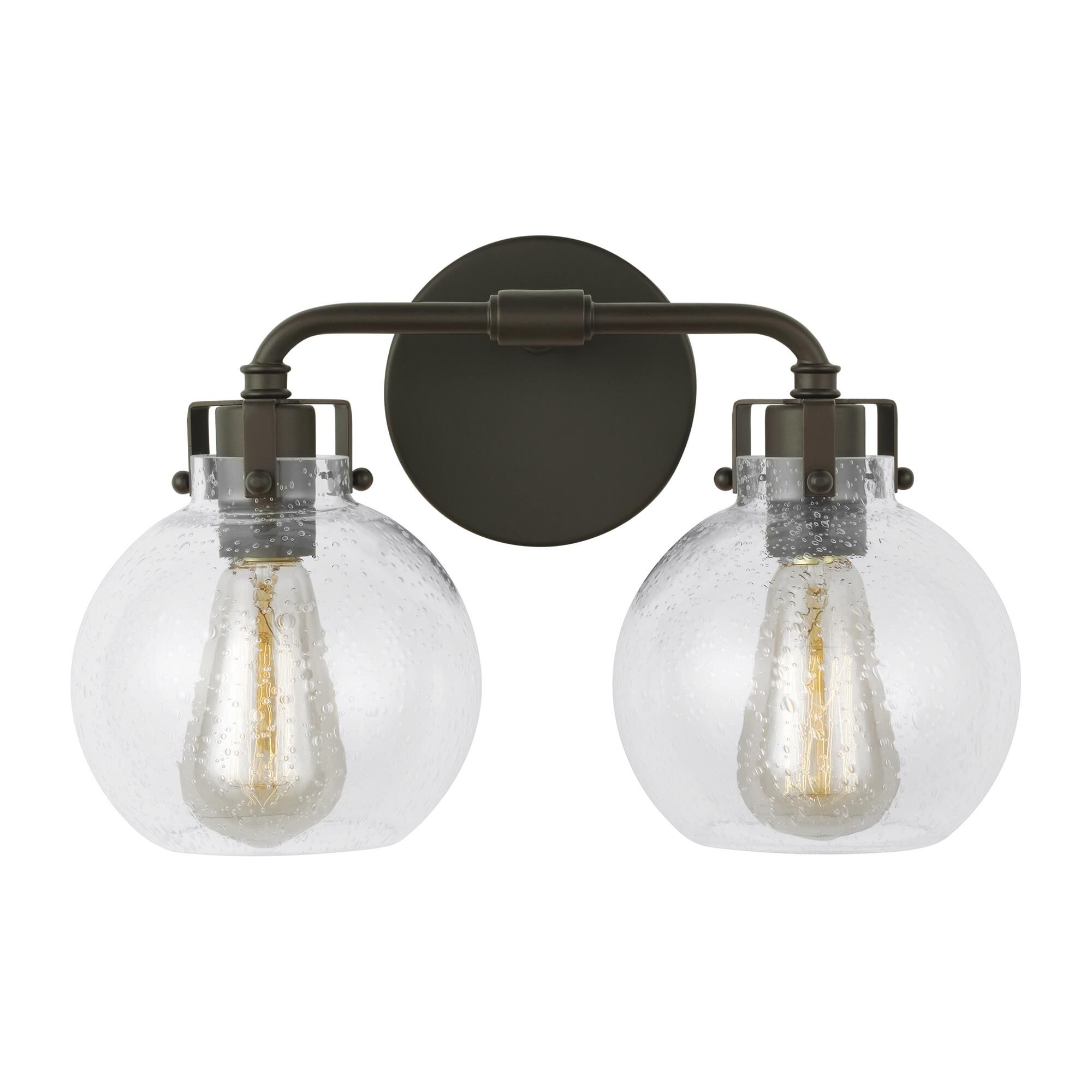 Shown in Oil Rubbed Bronze finish and Clear Seeded glass