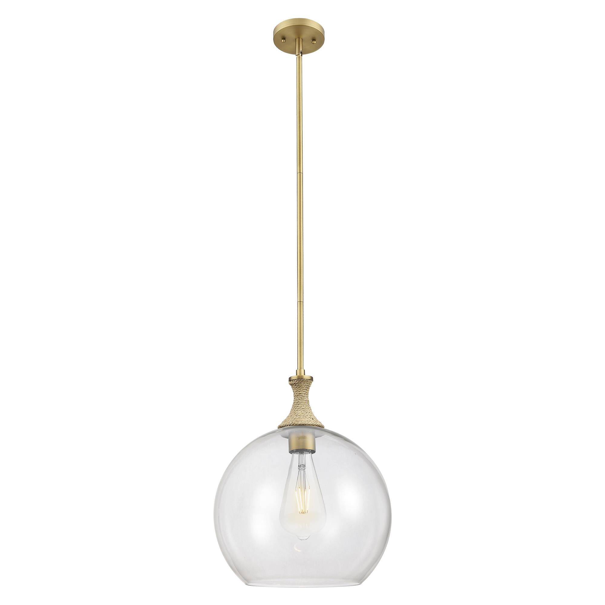 Shown in Brushed Brass finish and Clear glass