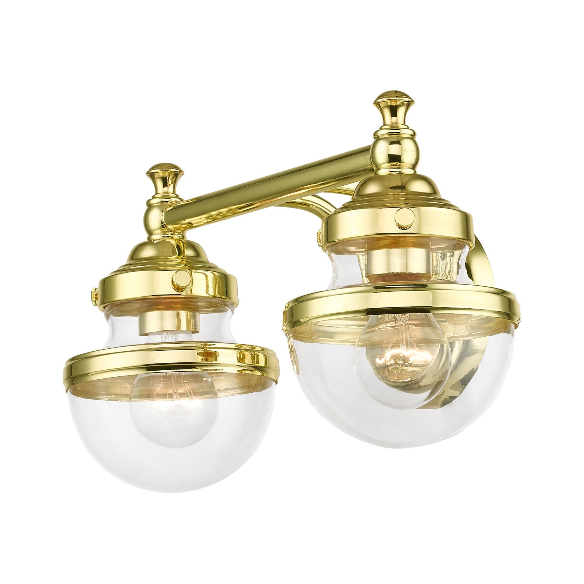 Shown in Polished Brass finish and Hand Blown Clear glass and Hand Blown Clear Glass shade