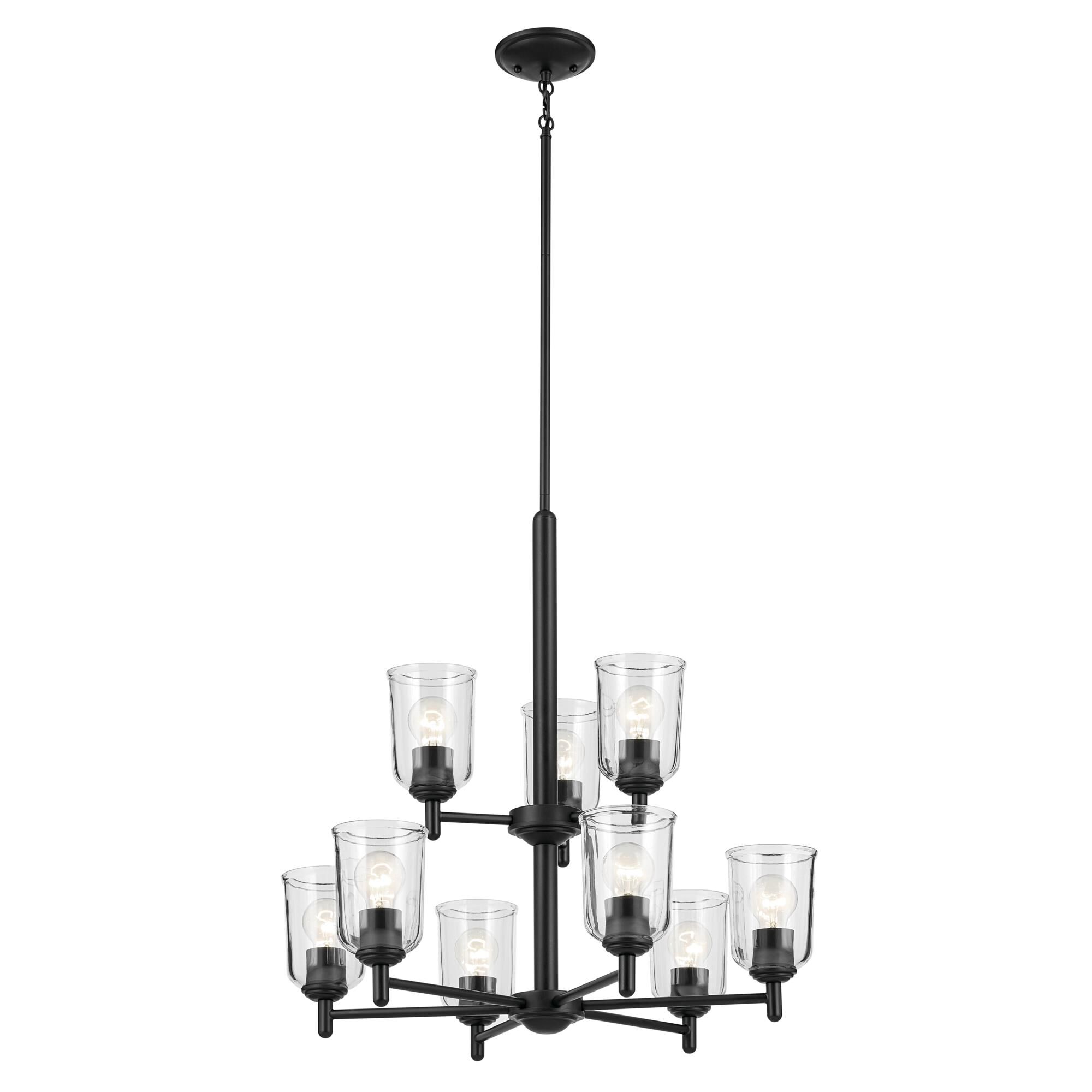 Shown in Black finish and Clear glass