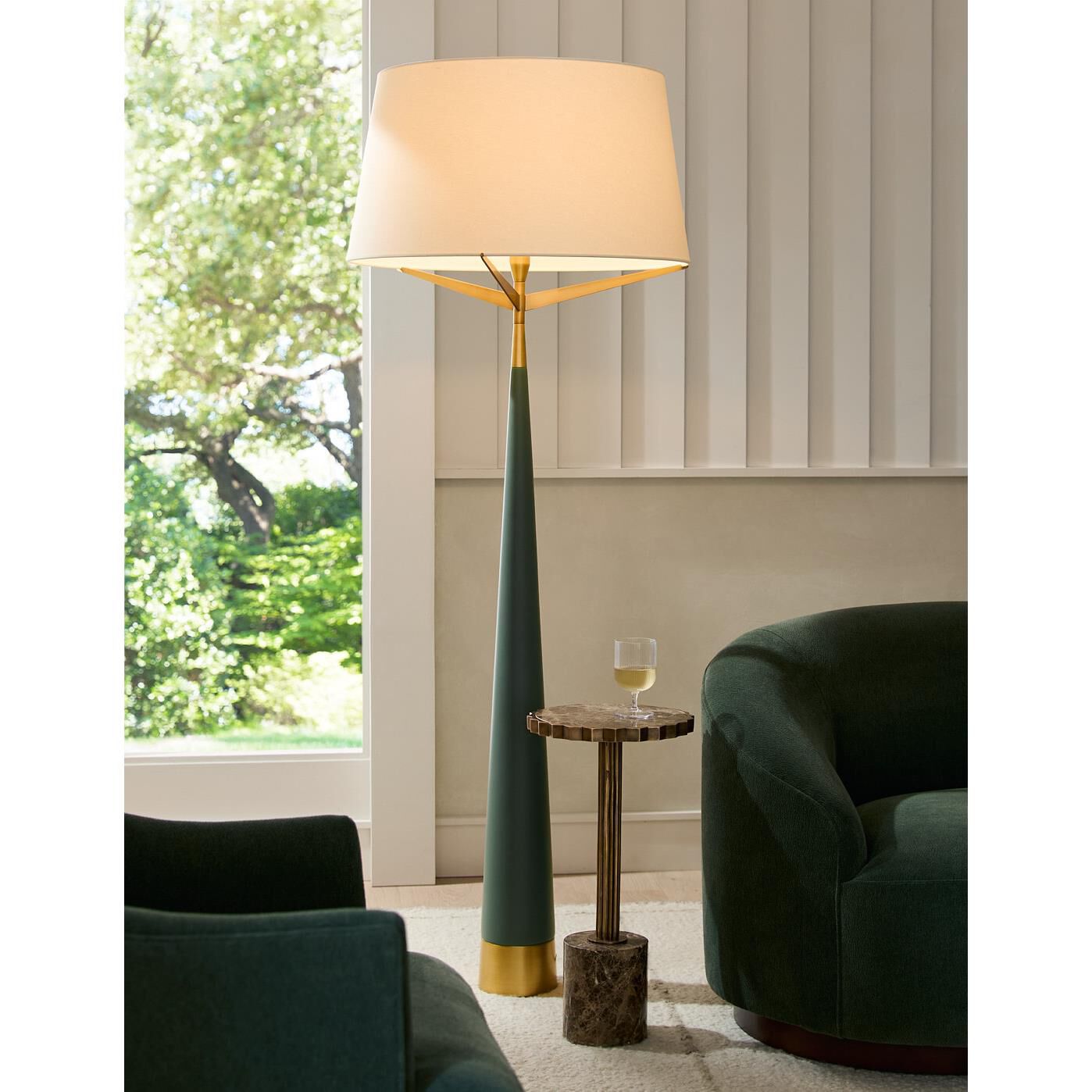 Shown in Cadet Blue finish and White shade