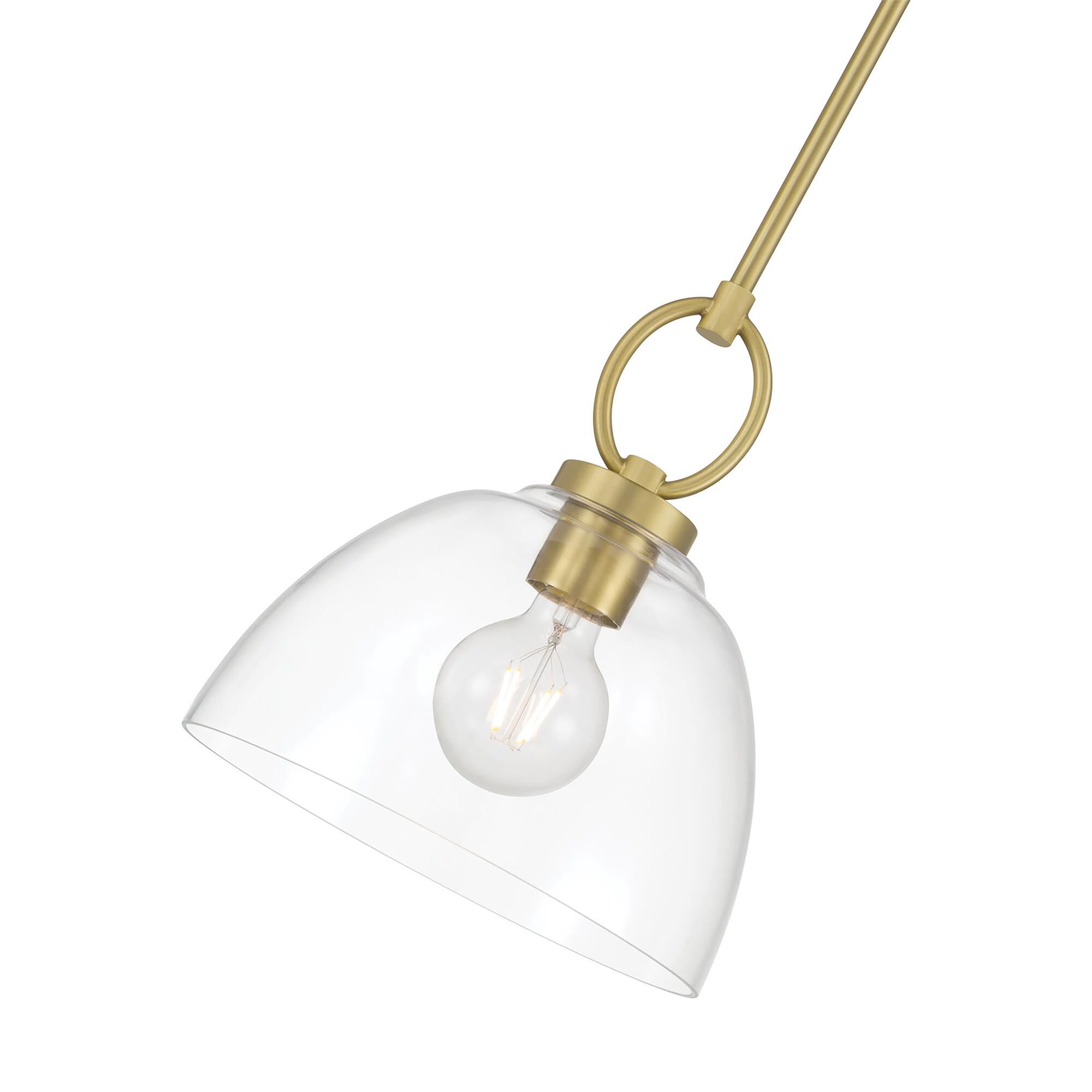 Shown in Vintage Brass finish and Clear glass