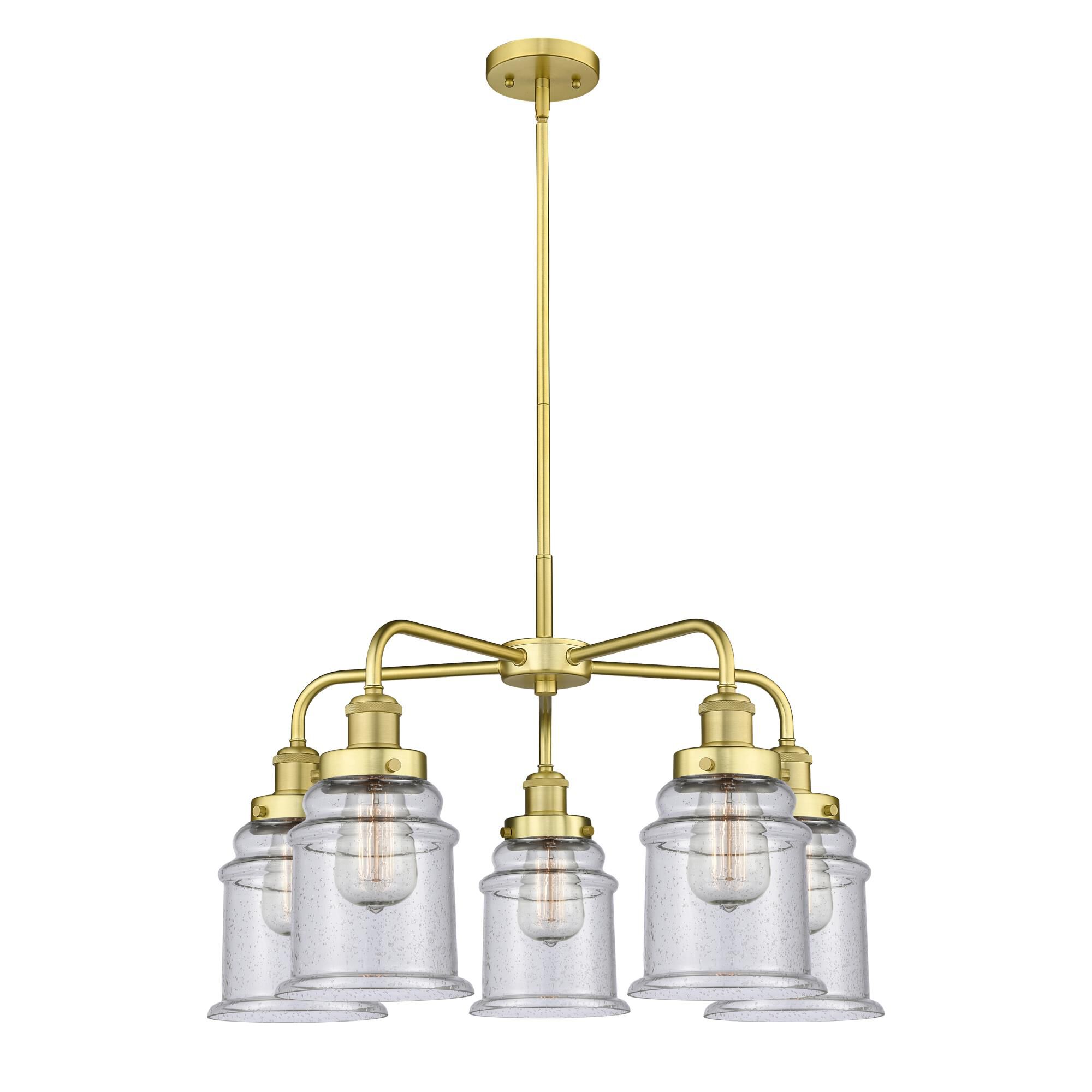 Shown in Satin Gold finish and Seedy glass