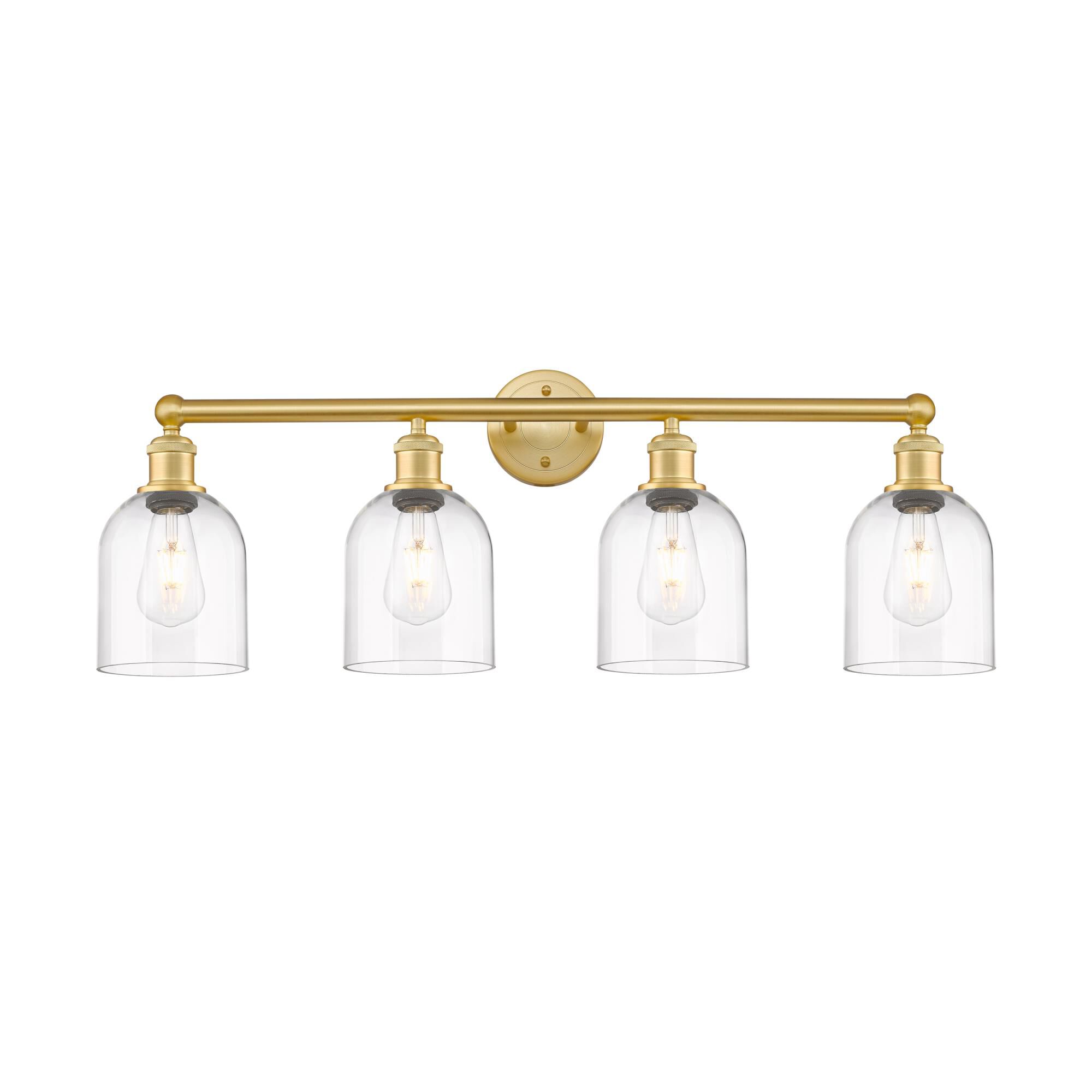 Shown in Satin Gold finish and Clear glass