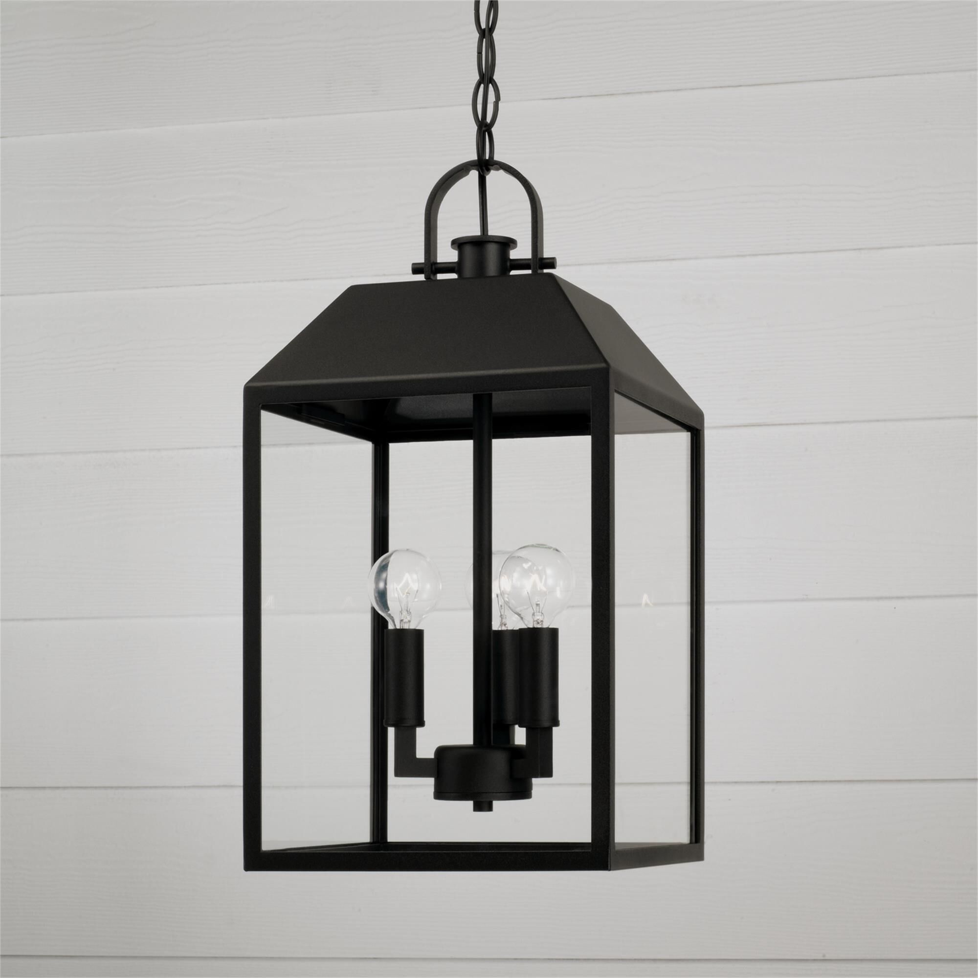 Shown in Black finish and Clear glass