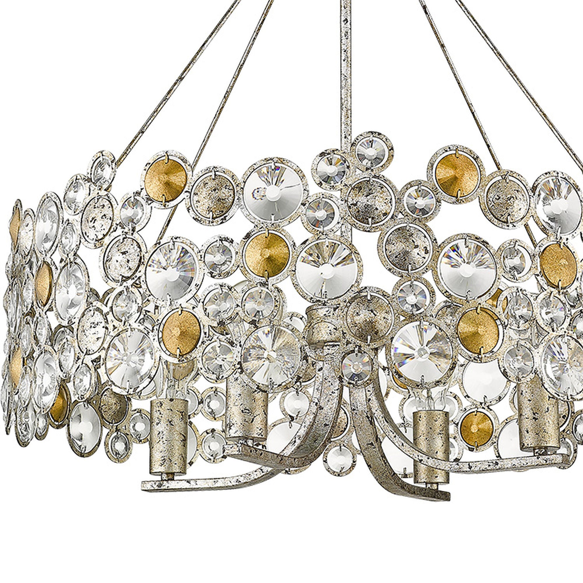 Shown in Antique Silver Leaf finish and -- glass and -- shade