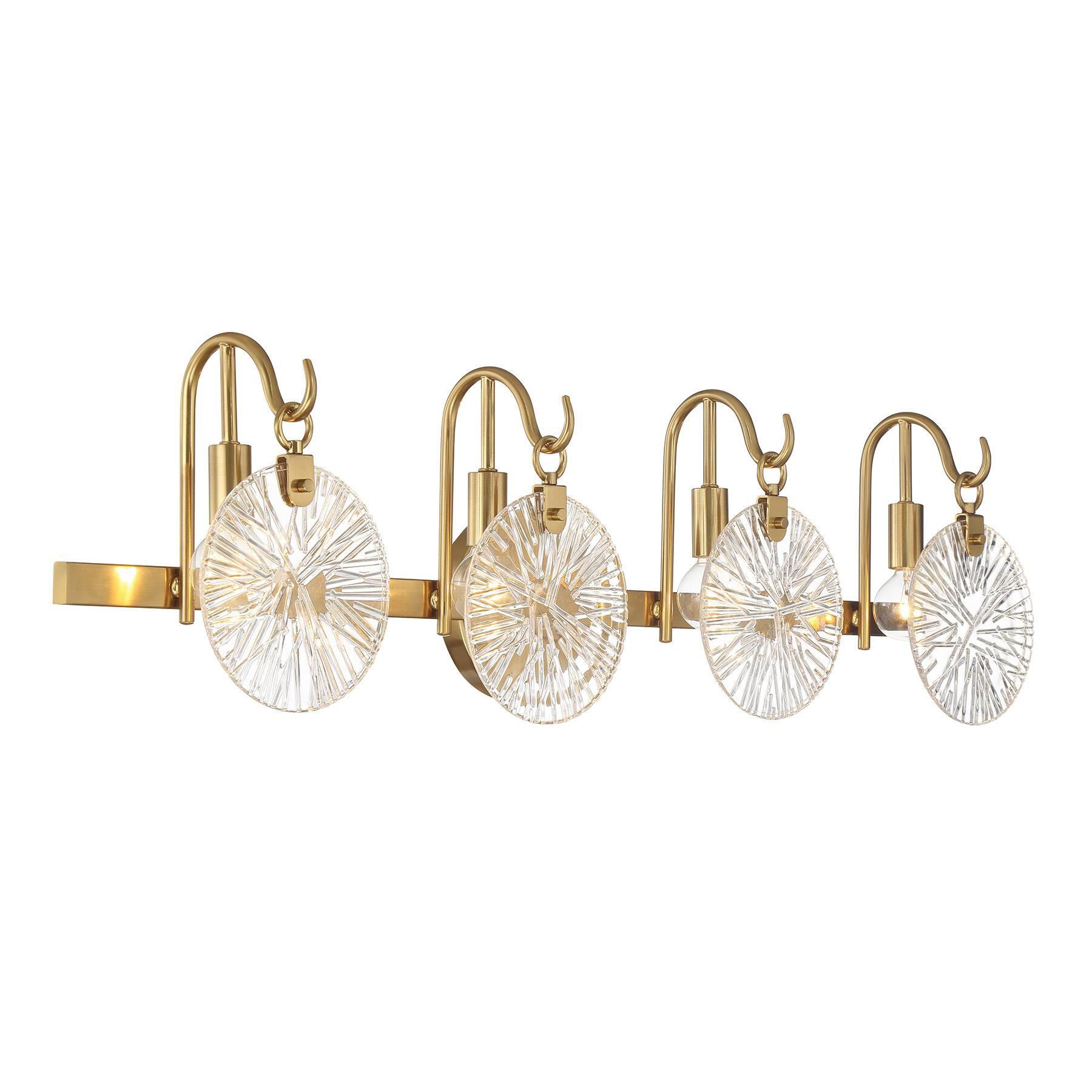 Shown in Warm Brass finish and Clear Starburst glass