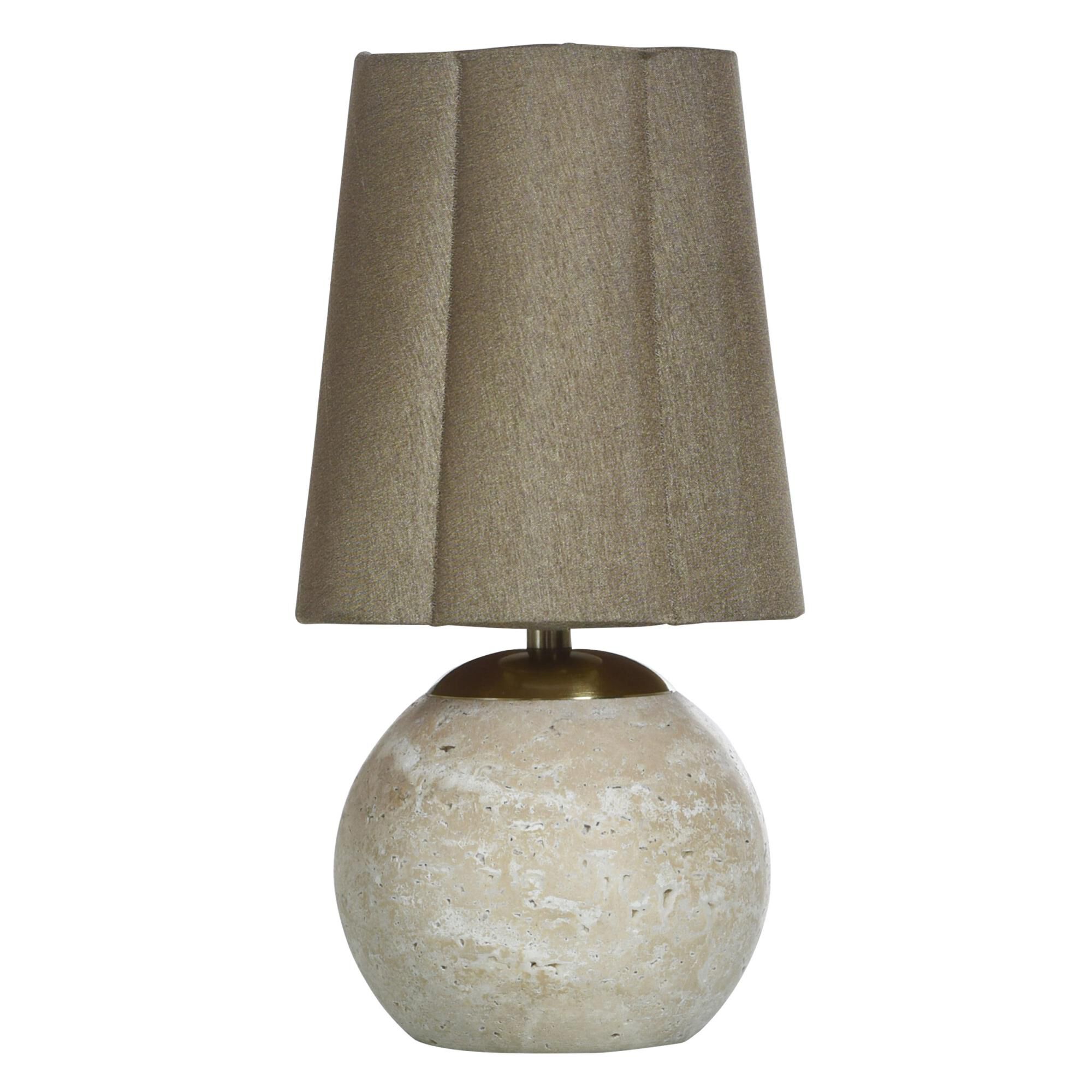 Shown in Polished Brass and Natural Beige finish and Brown shade