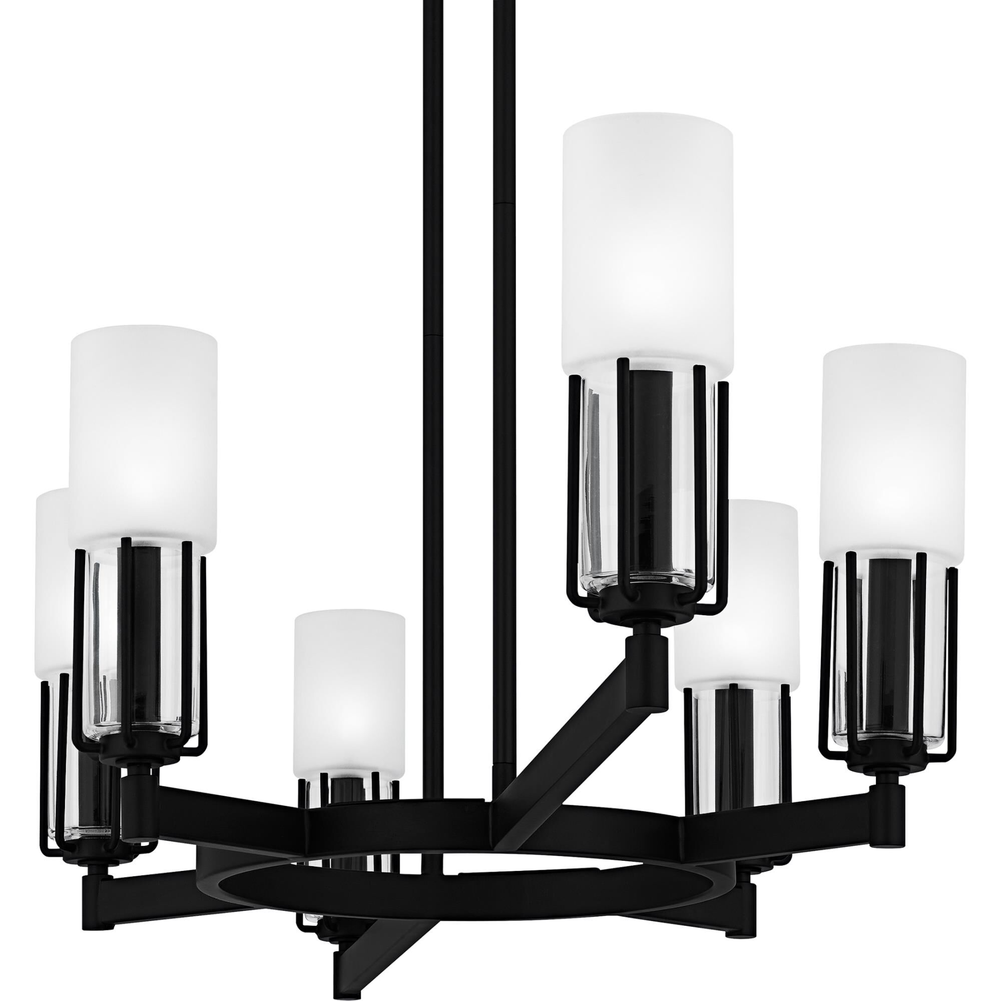 Shown in Matte Black finish and Clear Etched Glass shade
