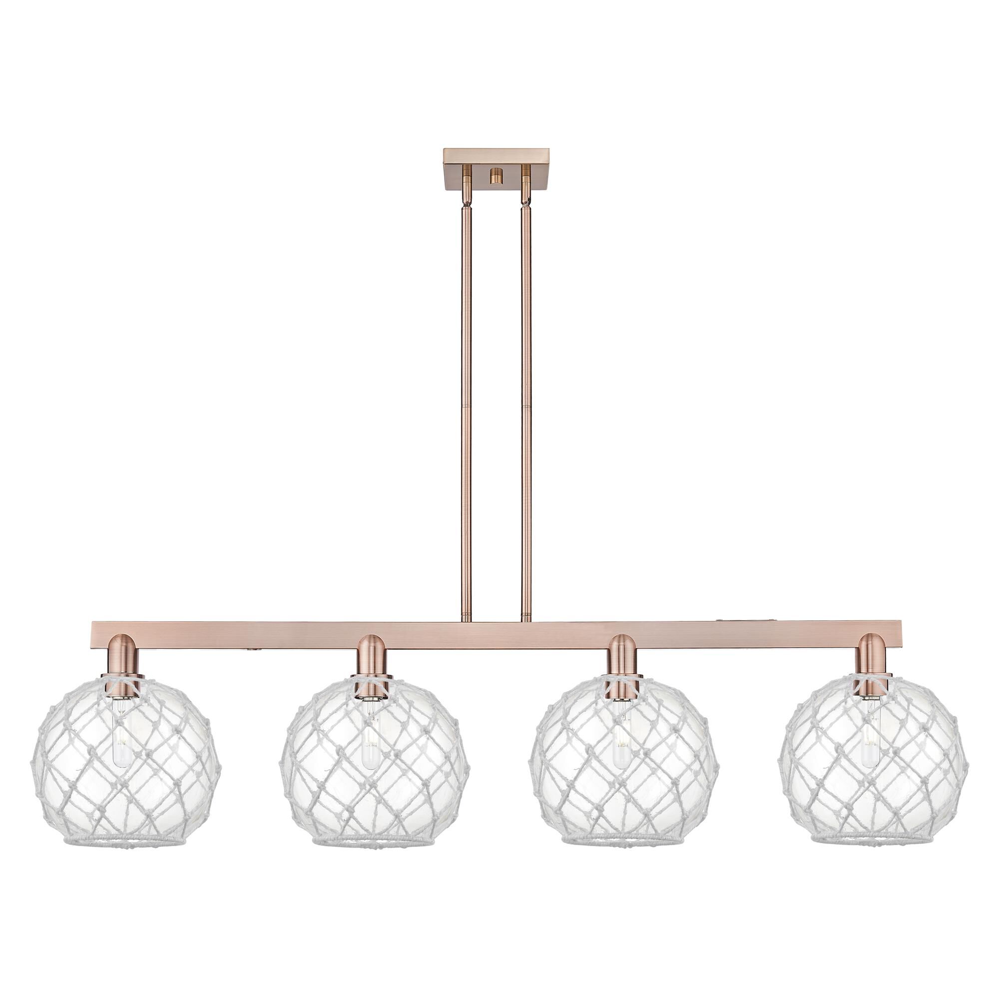 Shown in Antique Copper finish and Clear with White Rope glass