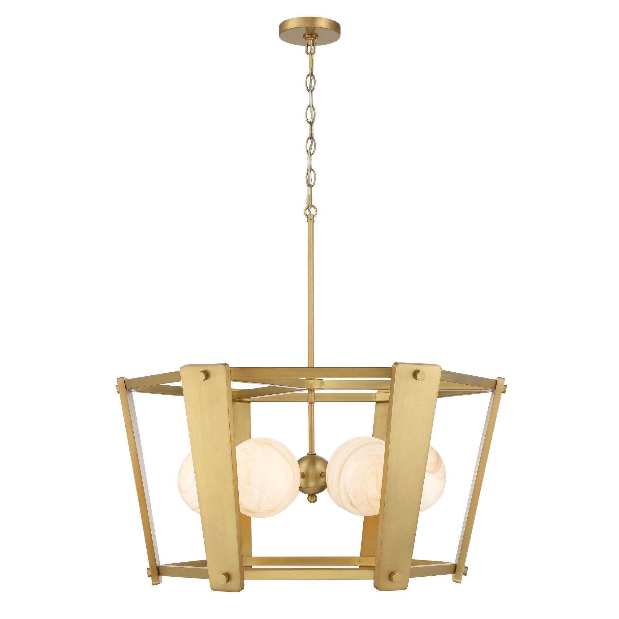 Shown in Legacy Brass finish and Amber Swirl glass and Etched Opal Glass shade