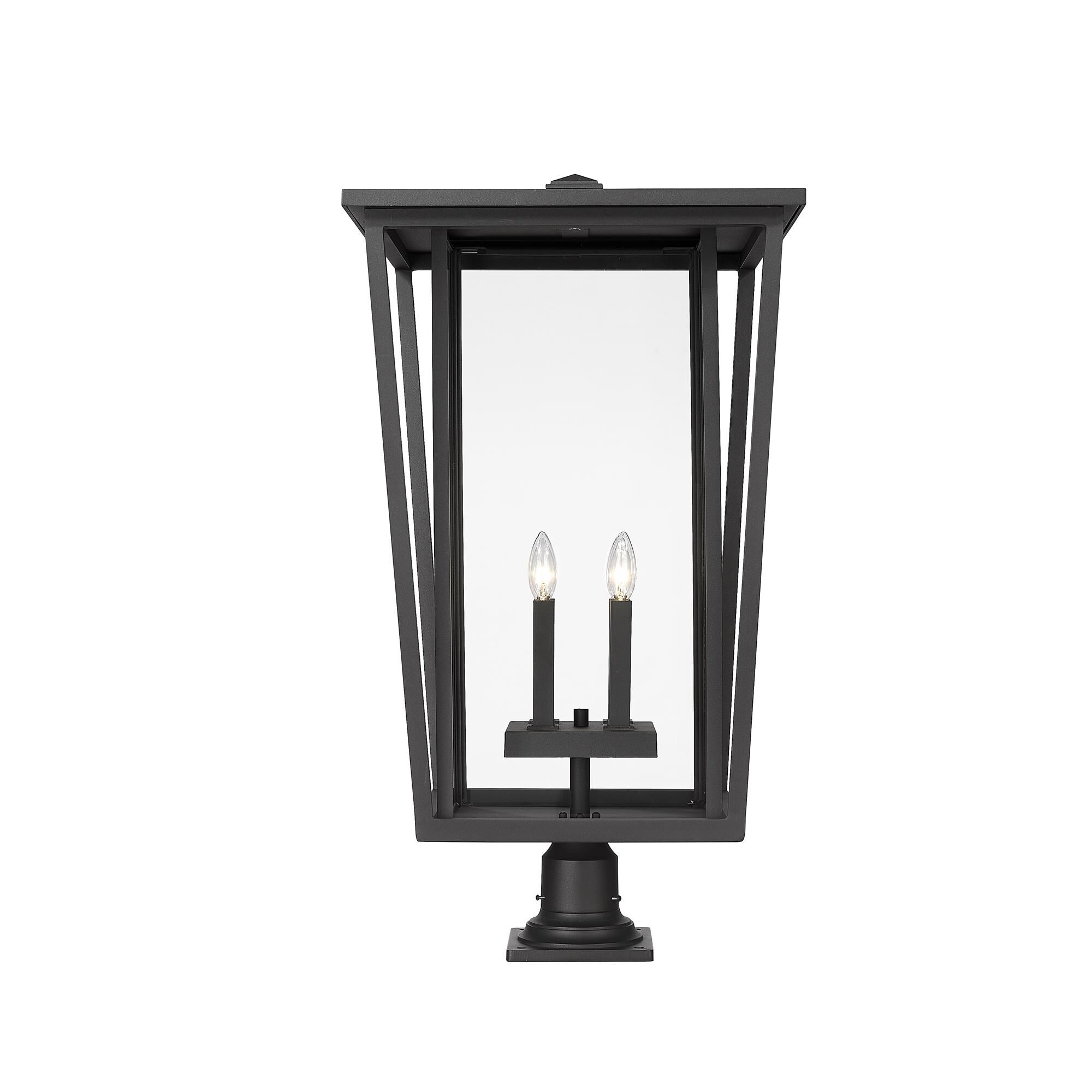 Shown in Black finish and Glass shade