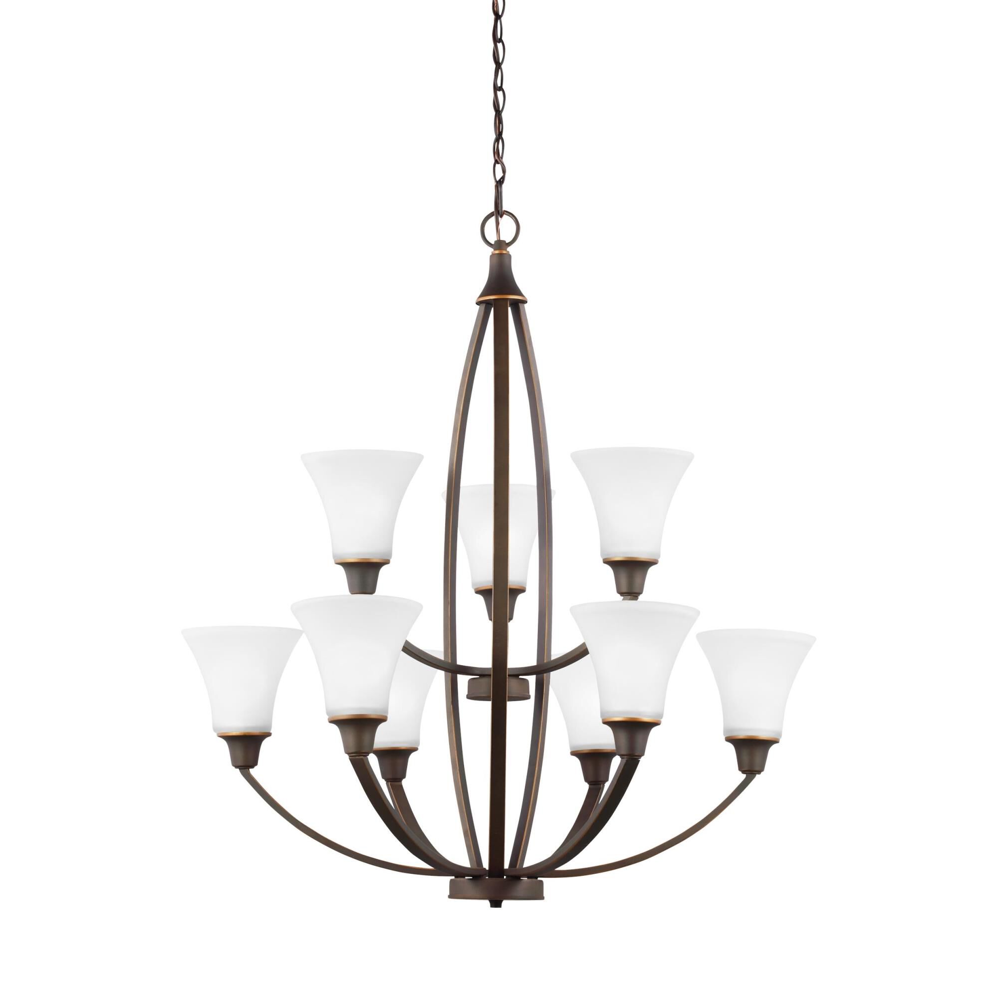 Shown in Autumn Bronze finish and Satin Etched  s glass and Satin Etched Glass Glasss shade
