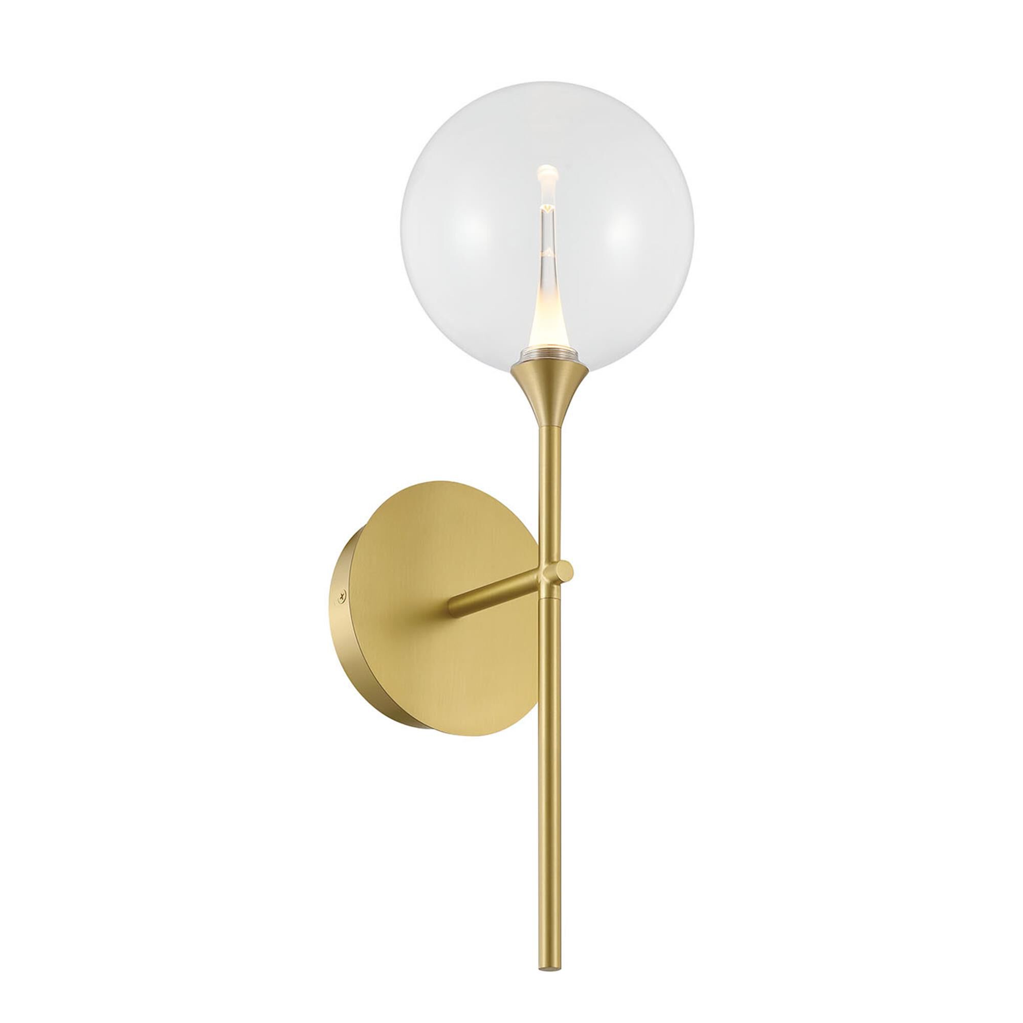 Shown in Gold finish and Clear glass