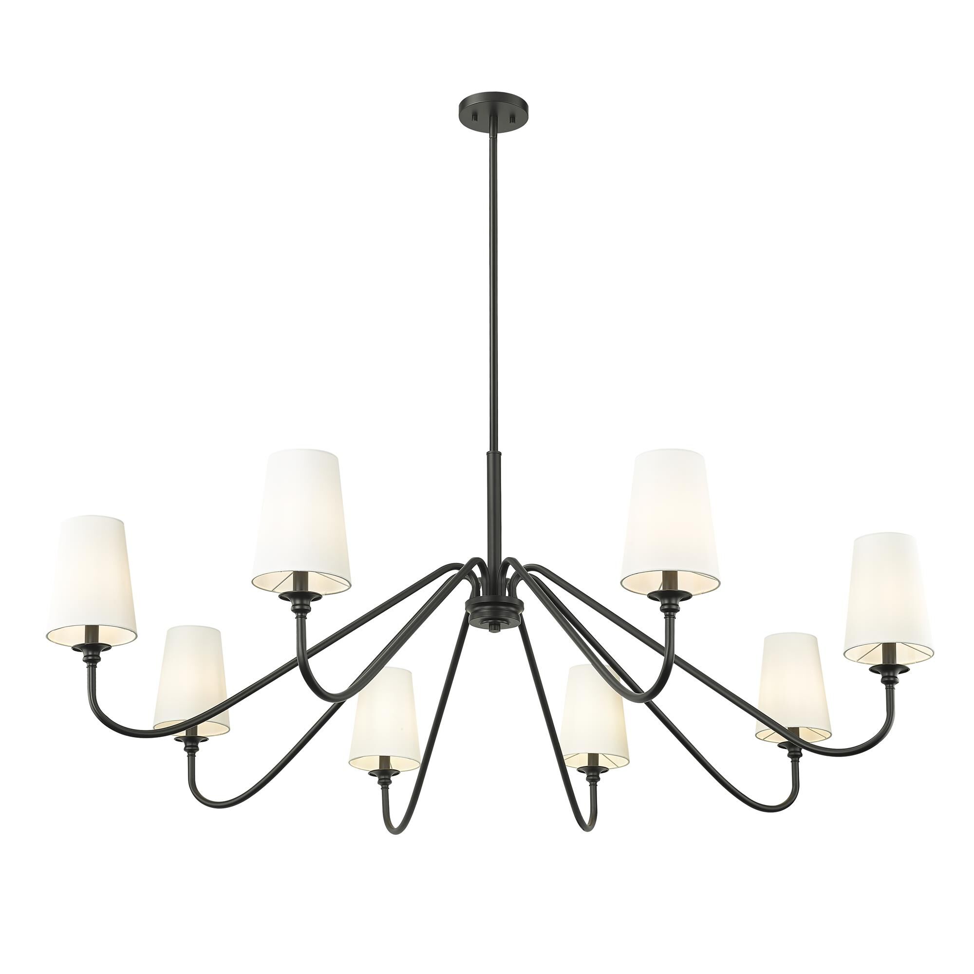 Shown in Matte Black finish and White glass and White shade