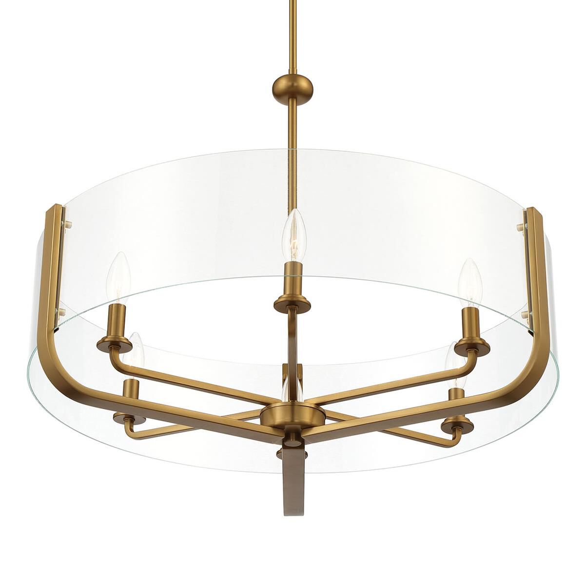 Shown in Brass finish and Glass shade and Glass accent