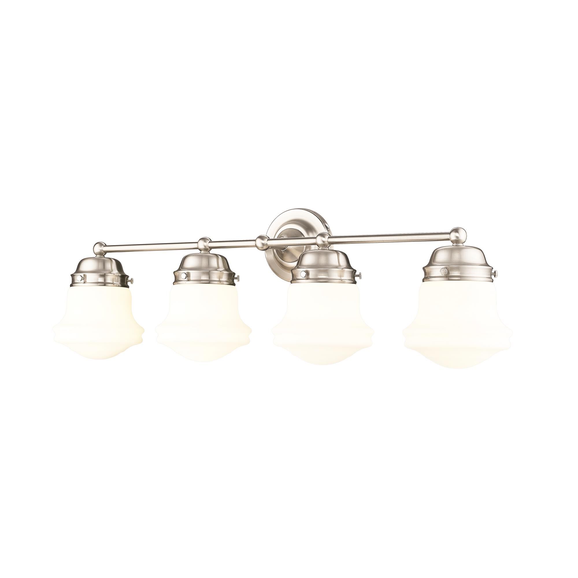 Shown in Brushed Nickel finish and Matte Opal glass and Matte Opal shade