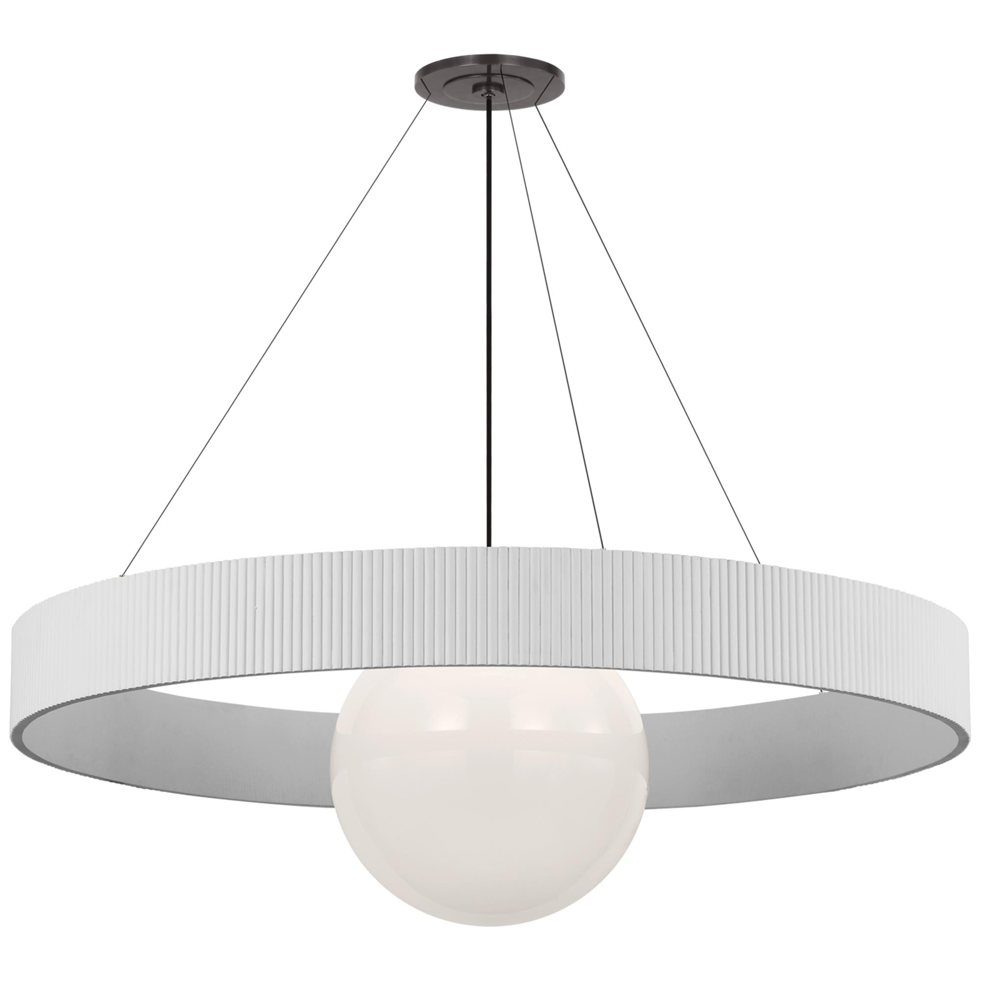 Shown in Bronze and Matte White finish and White glass