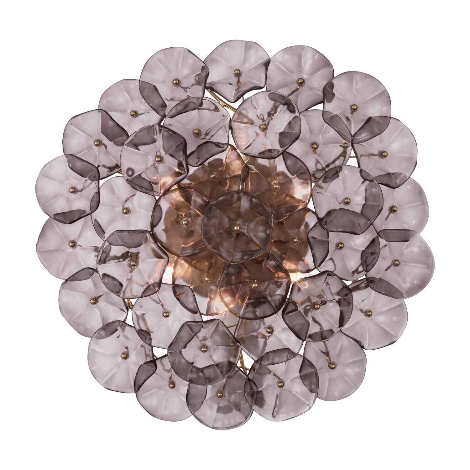 Shown in Aged Brass finish and Floral Glass Petals crystal