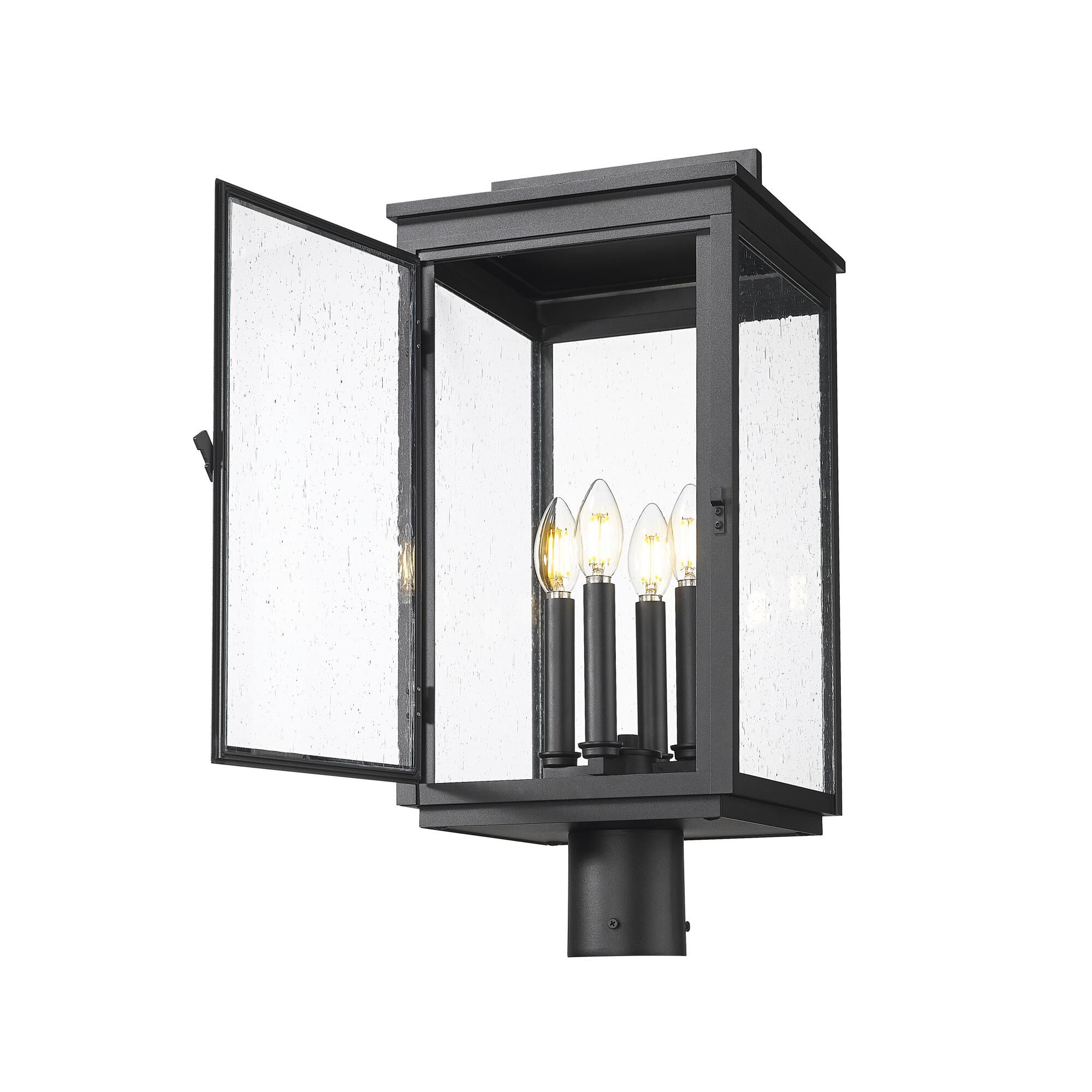 Shown in Sand Black finish and Clear Seedy glass and Clear Seedy shade