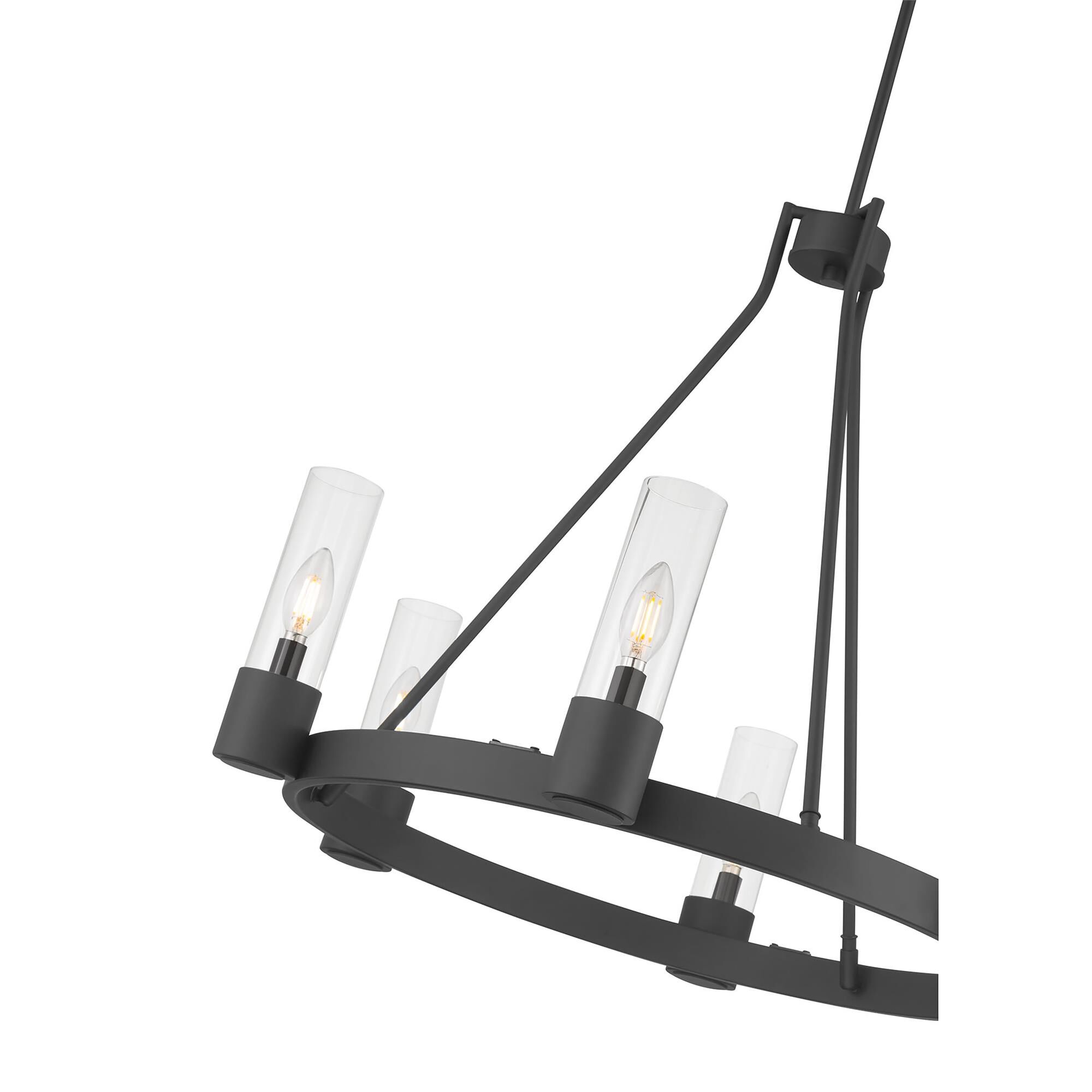 Shown in Matte Black finish and Clear glass