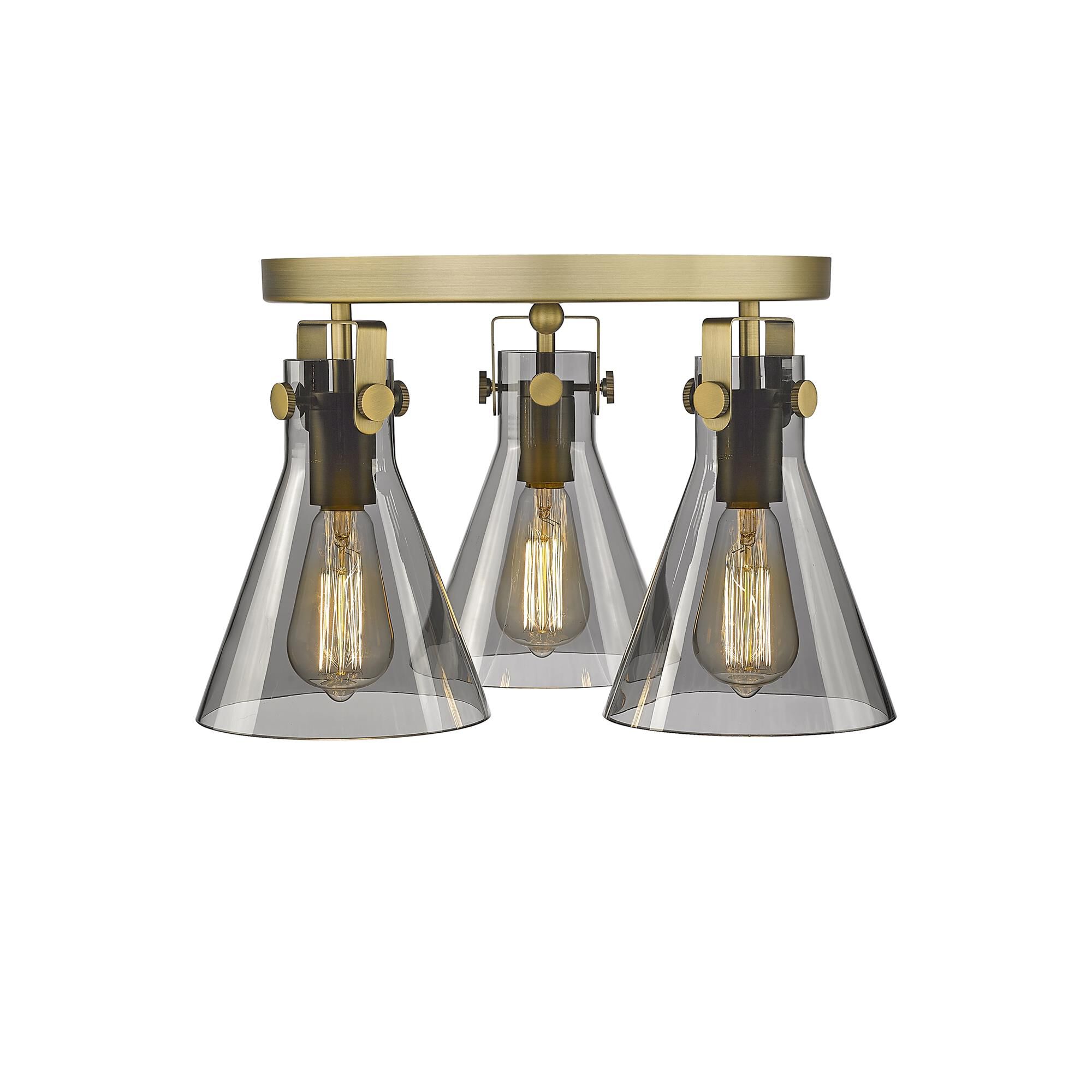 Shown in Brushed Brass finish and Plated Smoke glass