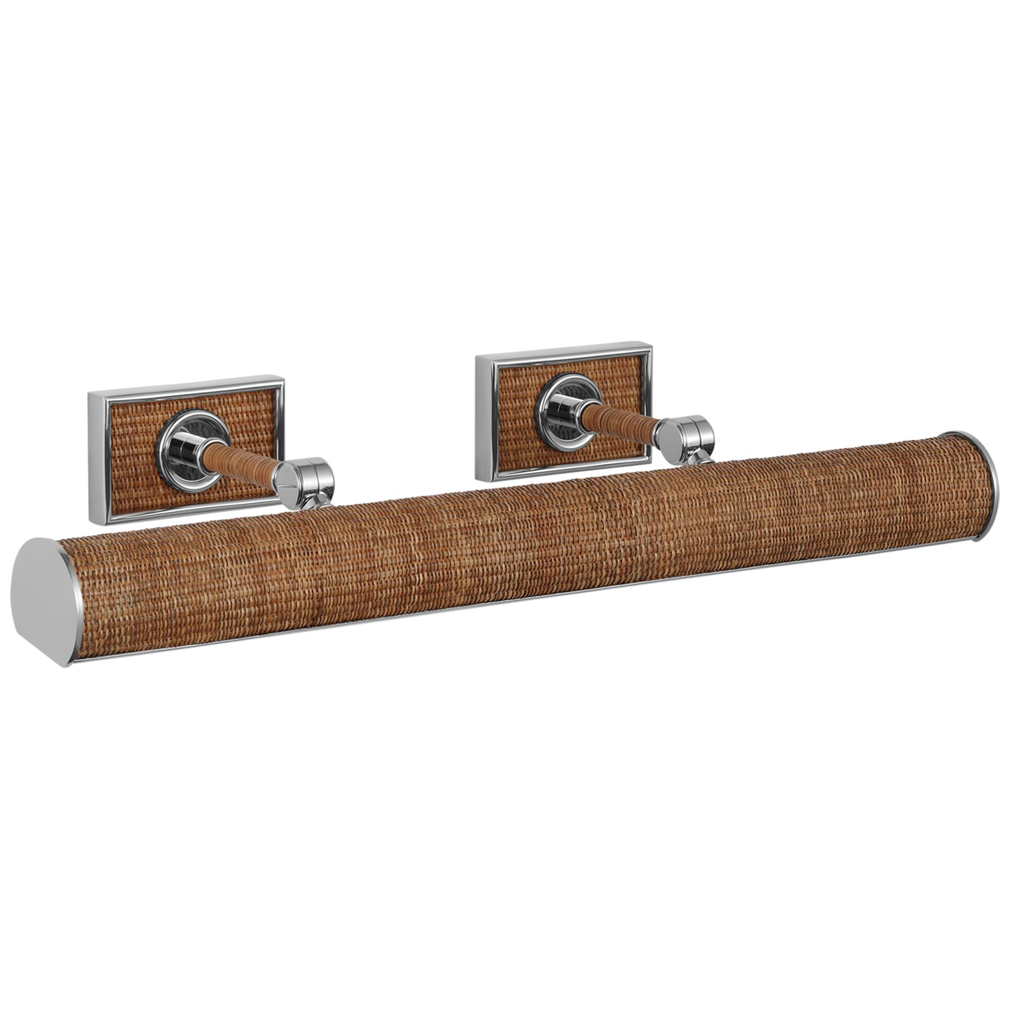 Shown in Polished Nickel and Natural Woven Rattan finish