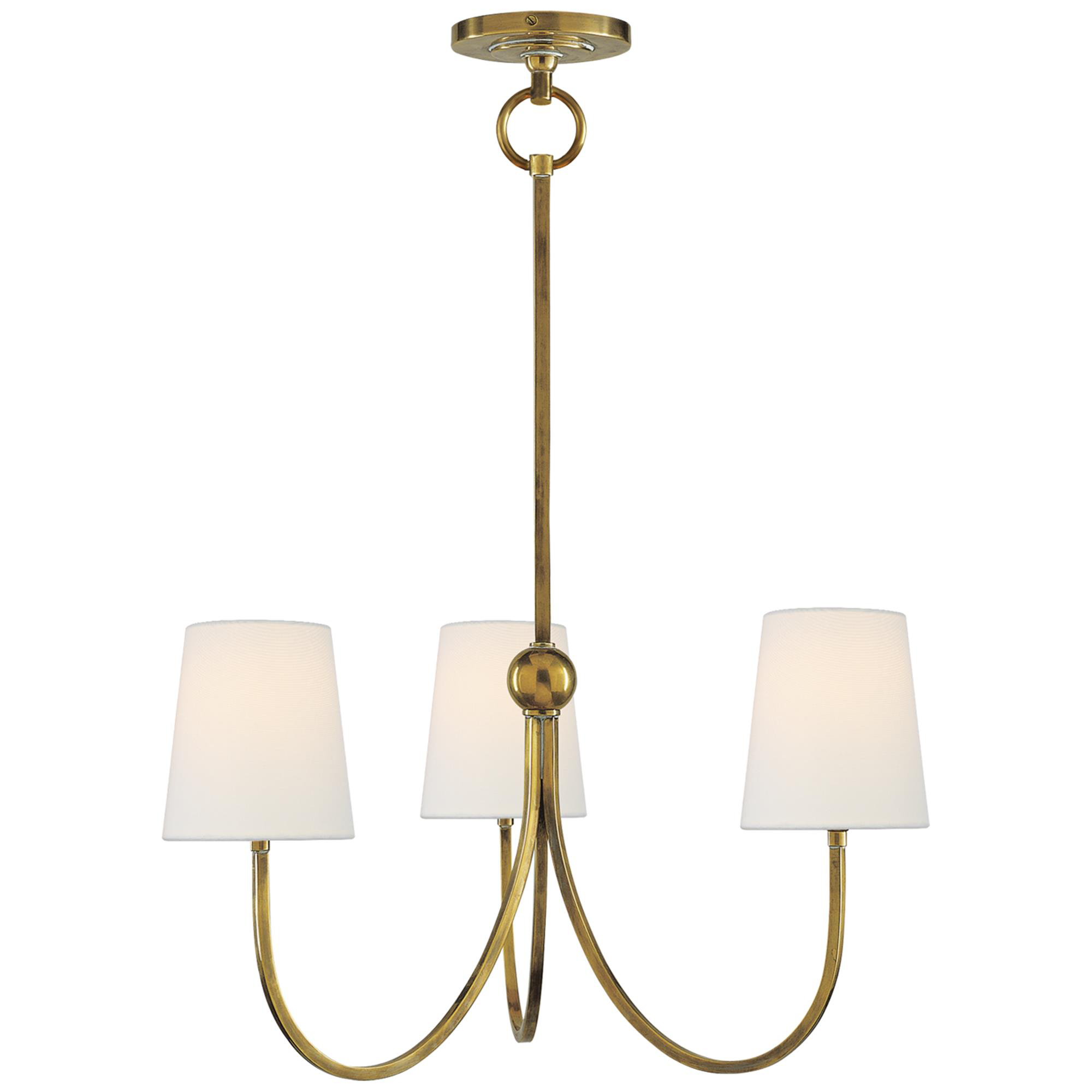 Shown in Hand-Rubbed Antique Brass finish and Linen shade