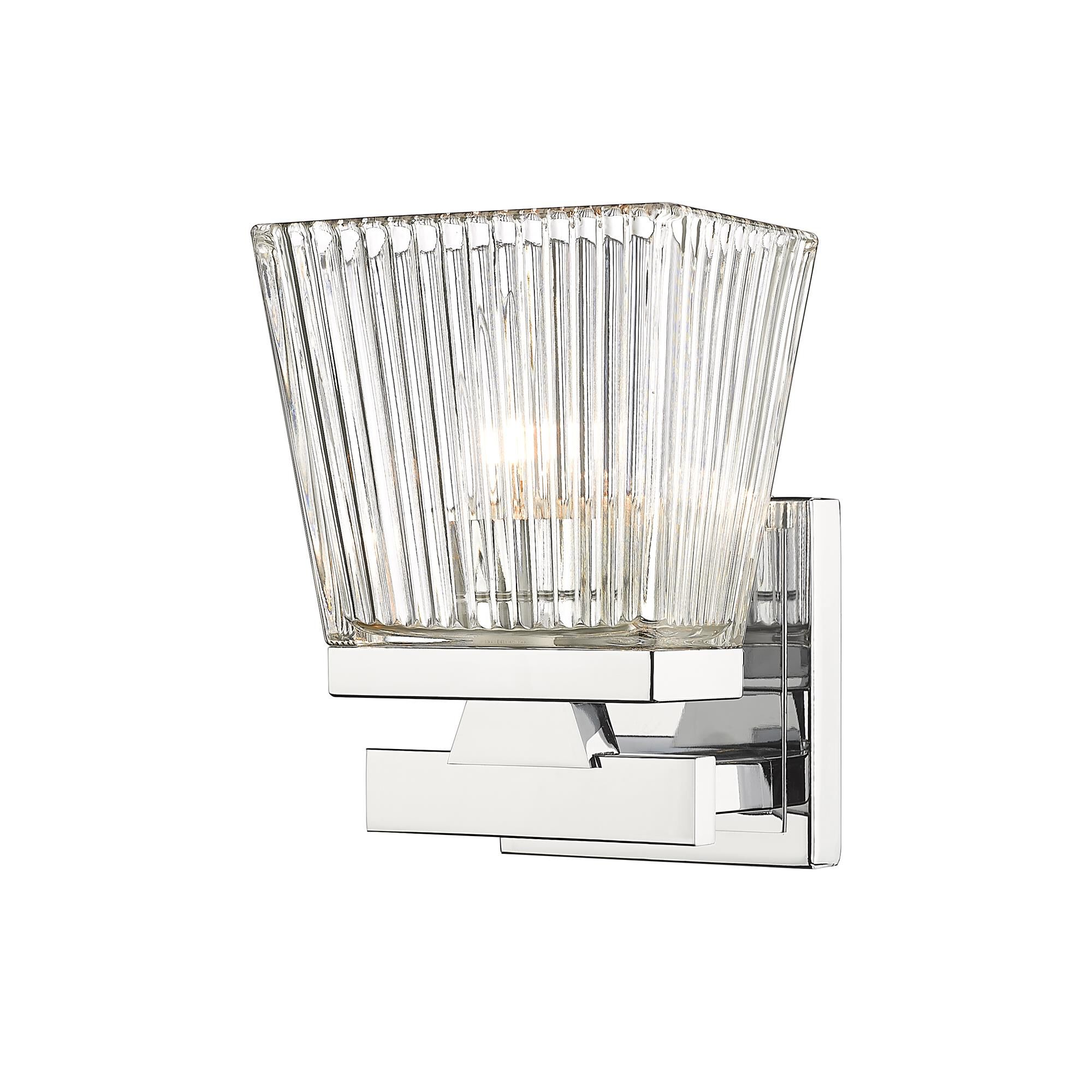 Shown in Chrome finish and Glass shade