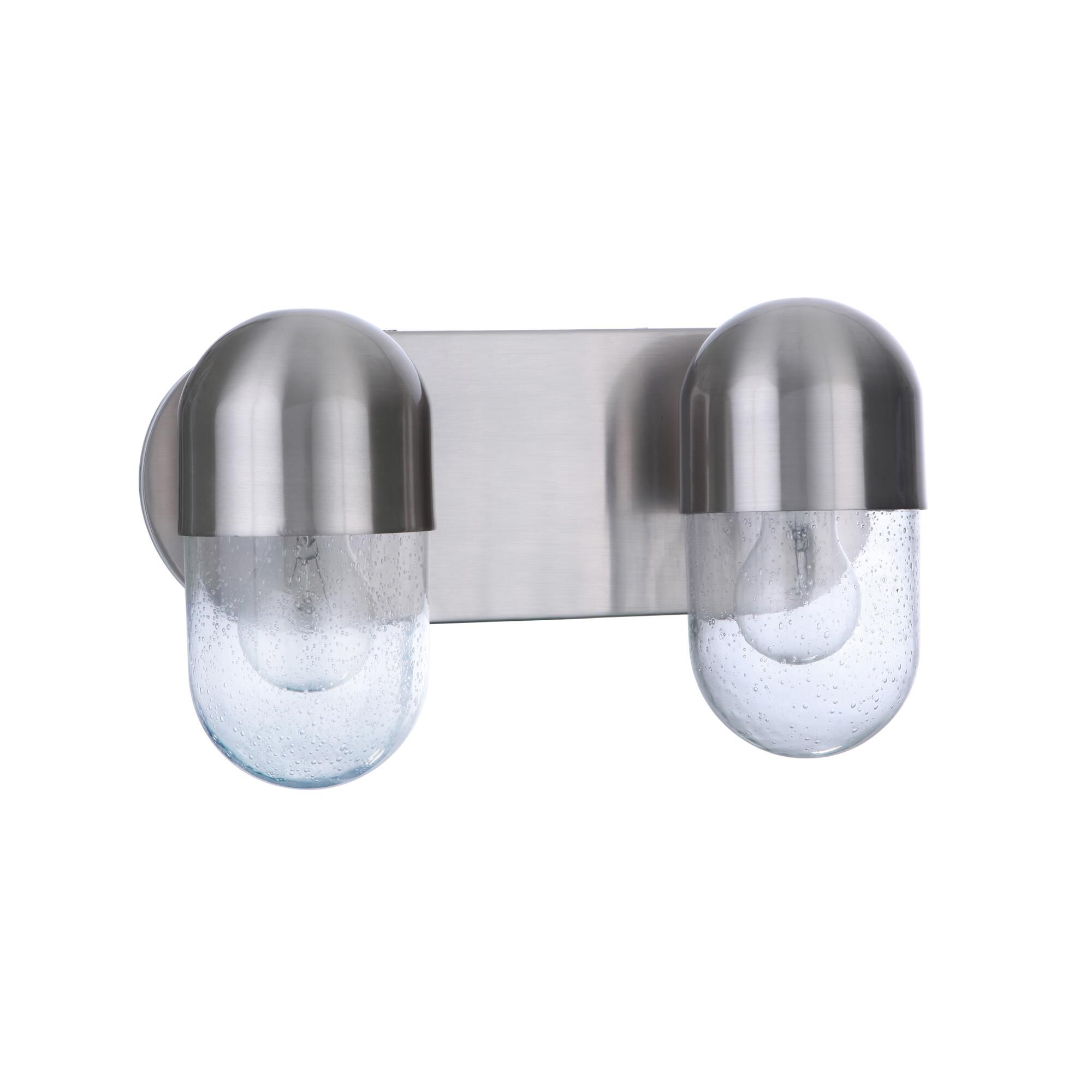 Shown in Brushed Polished Nickel finish and Clear Seeded glass and Glass shade